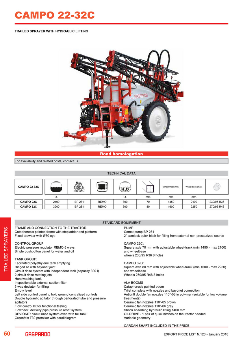 MG Agrocenter s.r.o. - Price List - Machines #120 GASPARDO CROP PROTECTION  - EN - Page 50-51 - Created with Publitas.com