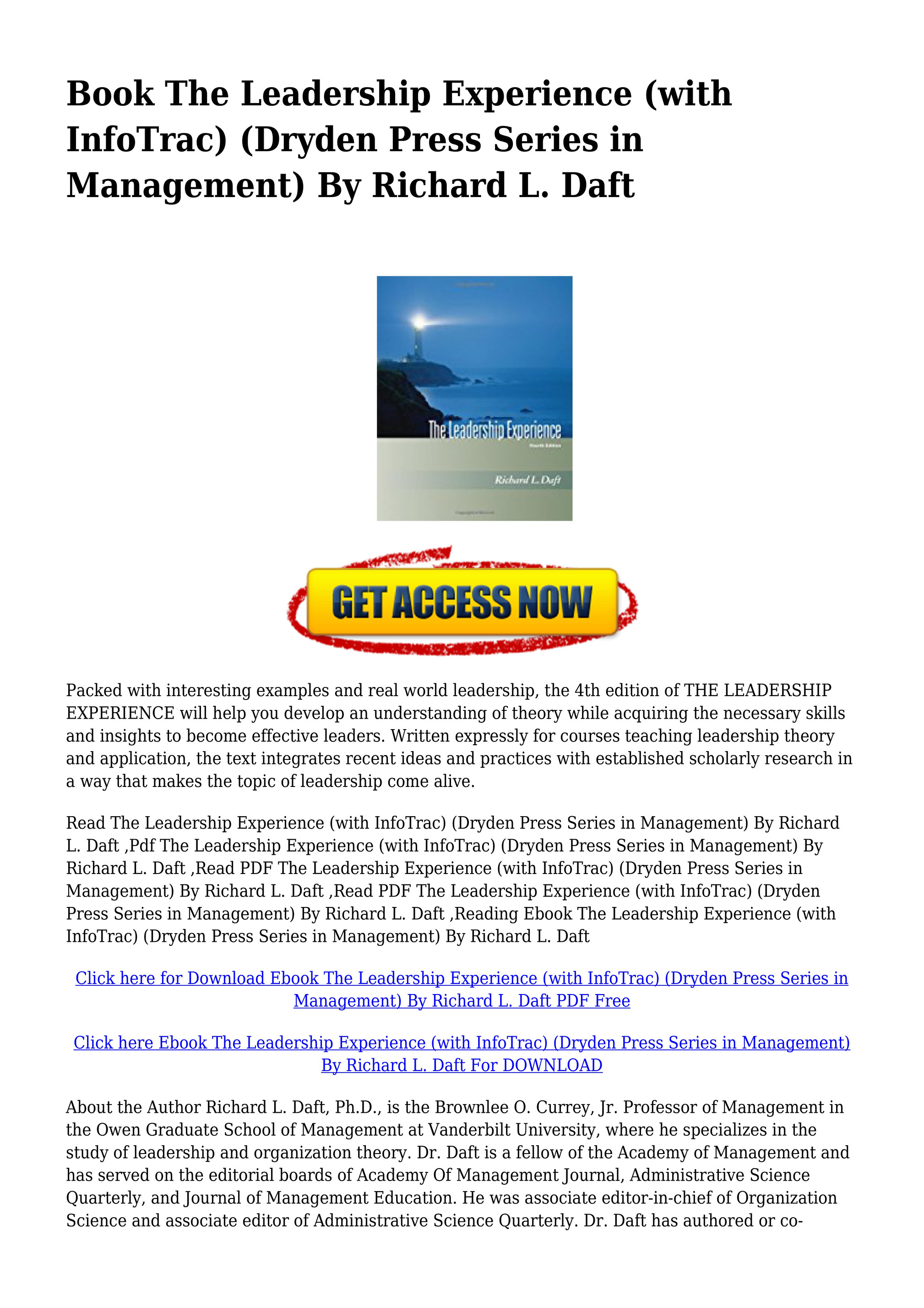 the leadership experience daft free pdf download