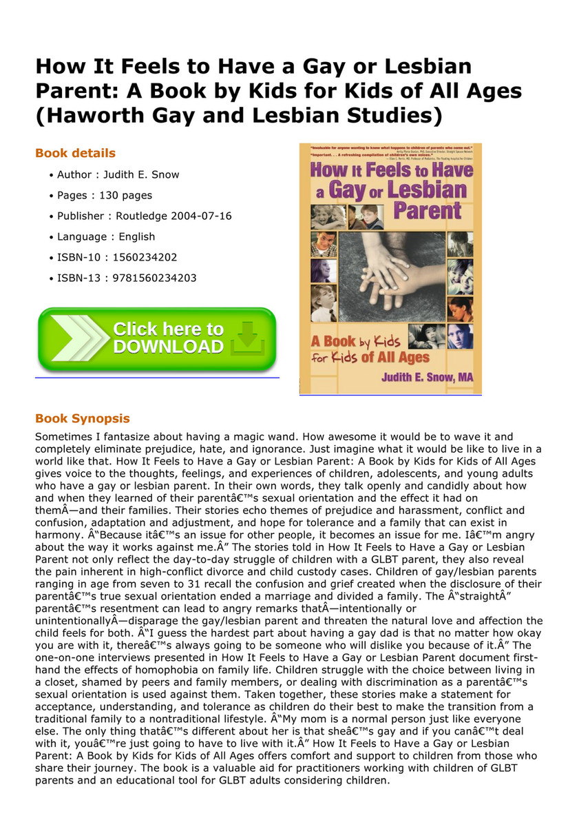 Sex Education - How It Feels to Have a Gay or Lesbian Parent A Book by Kids  for Kids of All Ages Haworth Gay and Lesbian Studies - Page 1 - Created  with Publitas.com