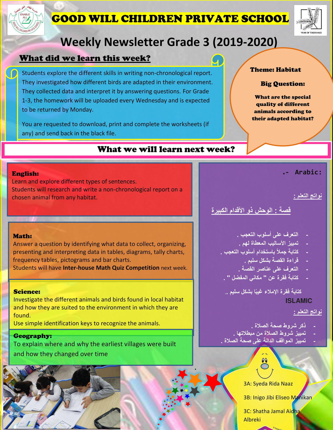 Good Will Children School - Grade 3 Weekly Curriculum Newsletter (week ...