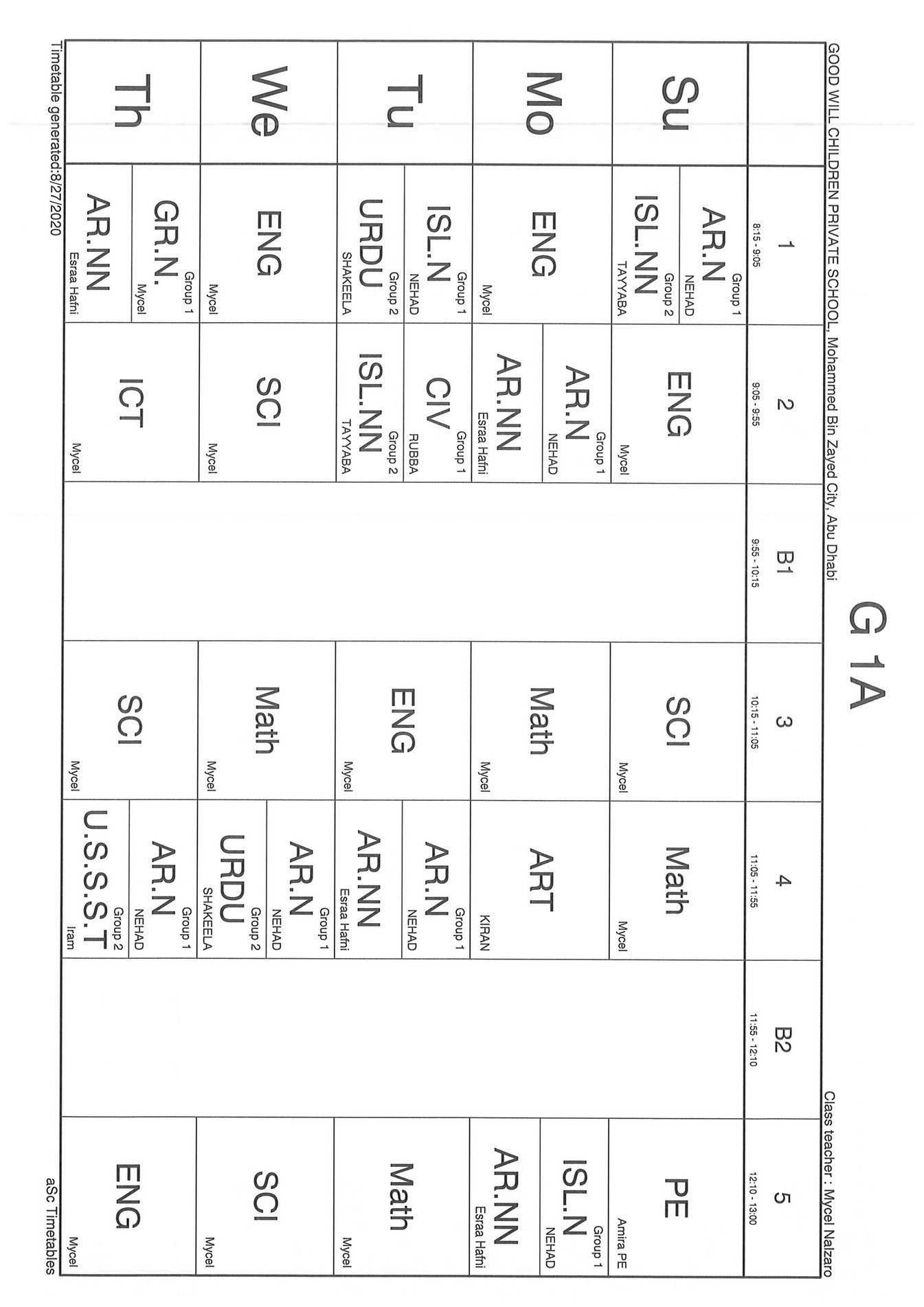 Good will children school grade 1 3 timetable 2020 2021 page 2
