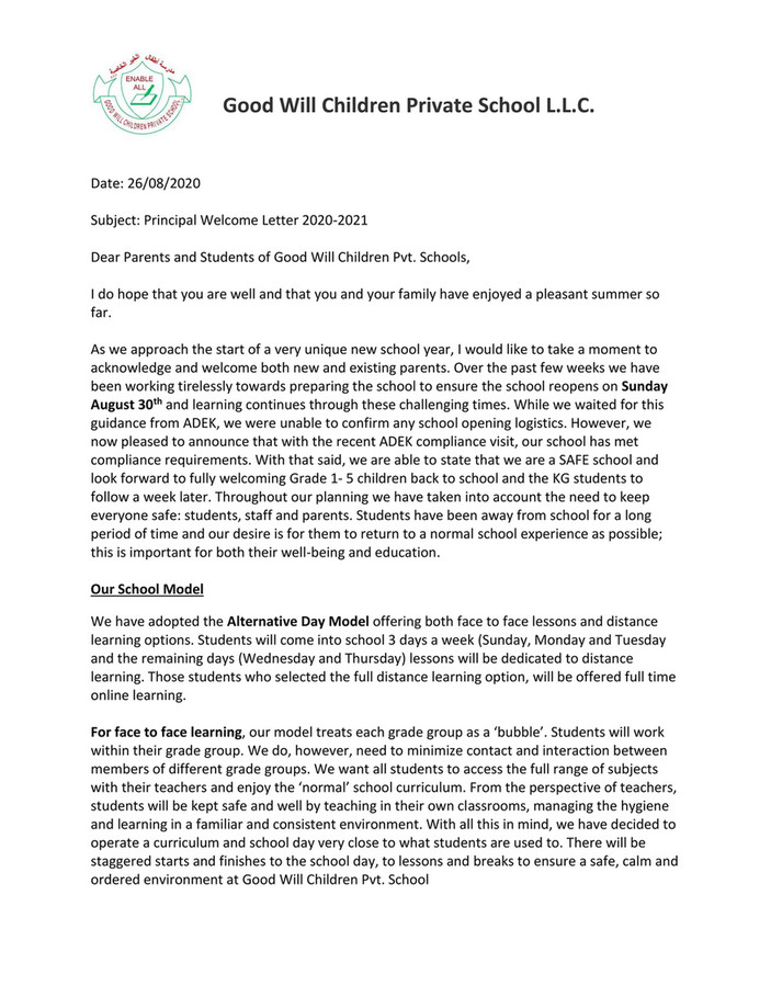 letter to school principal