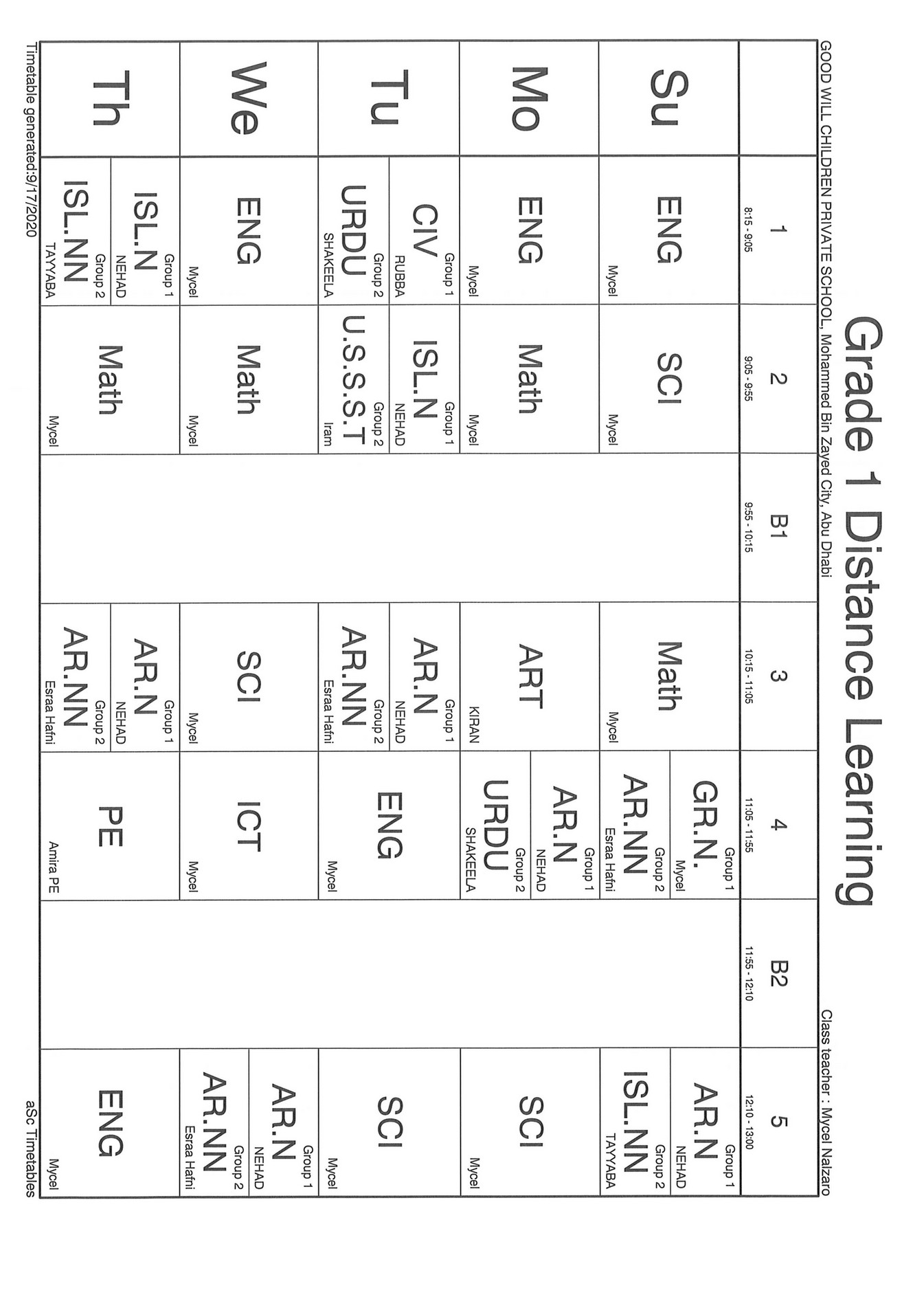 Good Will Children School - New Grade 1 Timetable - Page 2 - Created ...