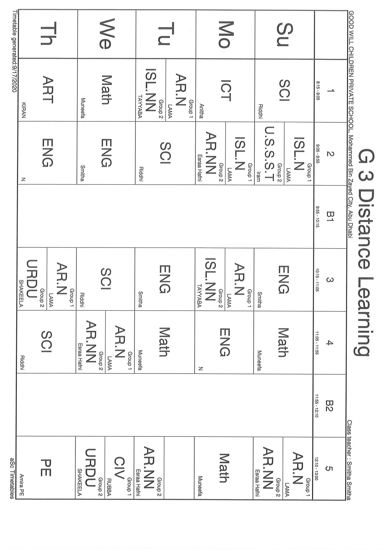 Good Will Children School - New Grade 3 Timetable - Page 1 - Created ...