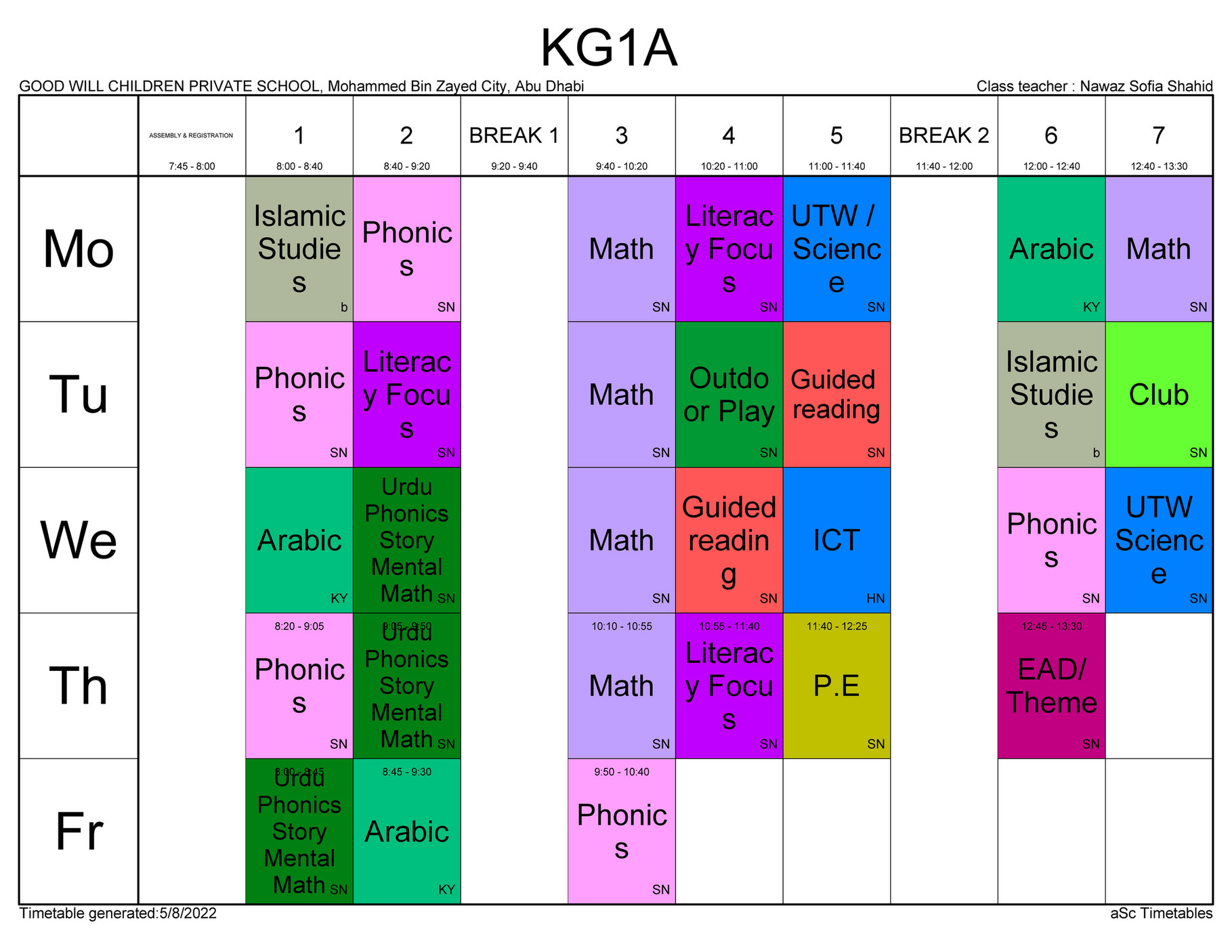Good Will Children School KGTimetableTerm308052022 Page 1