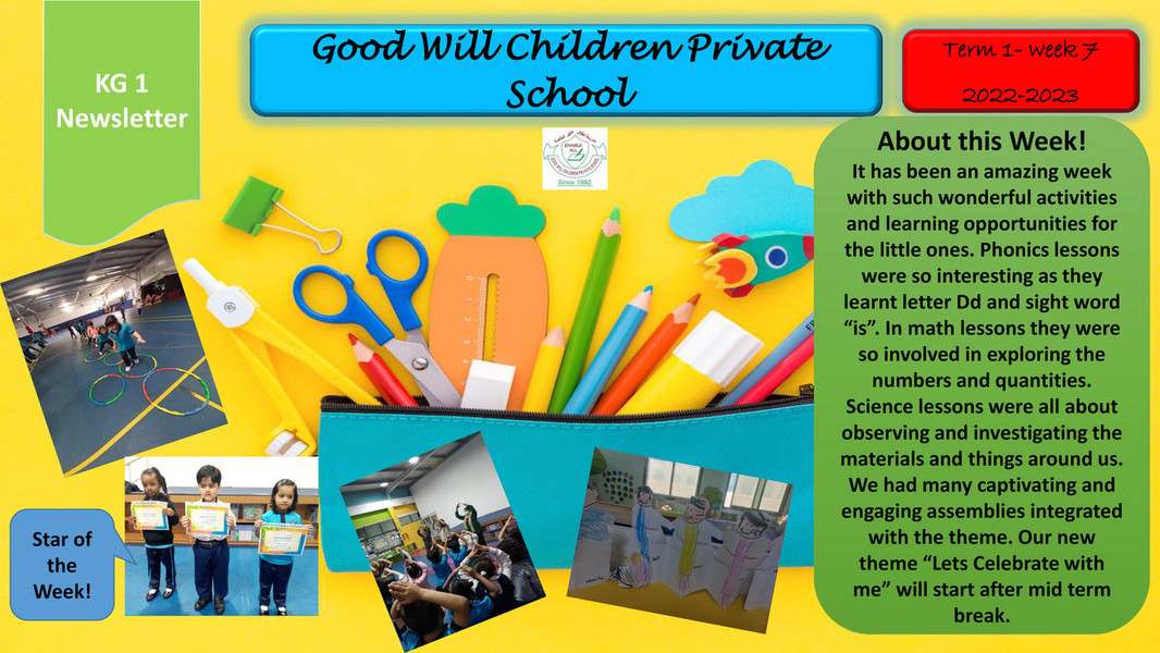 Good Will Children School - KG 1 Newsletter Week 7 2022-2023 - Page 1 ...