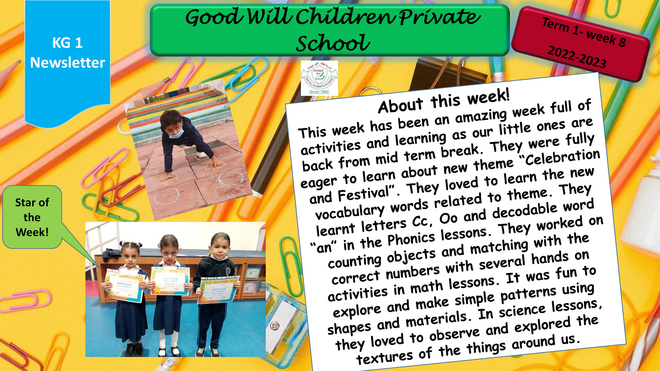 Good Will Children School - KG 1 Newsletter Week 8 2022-2023 - Page 2 ...