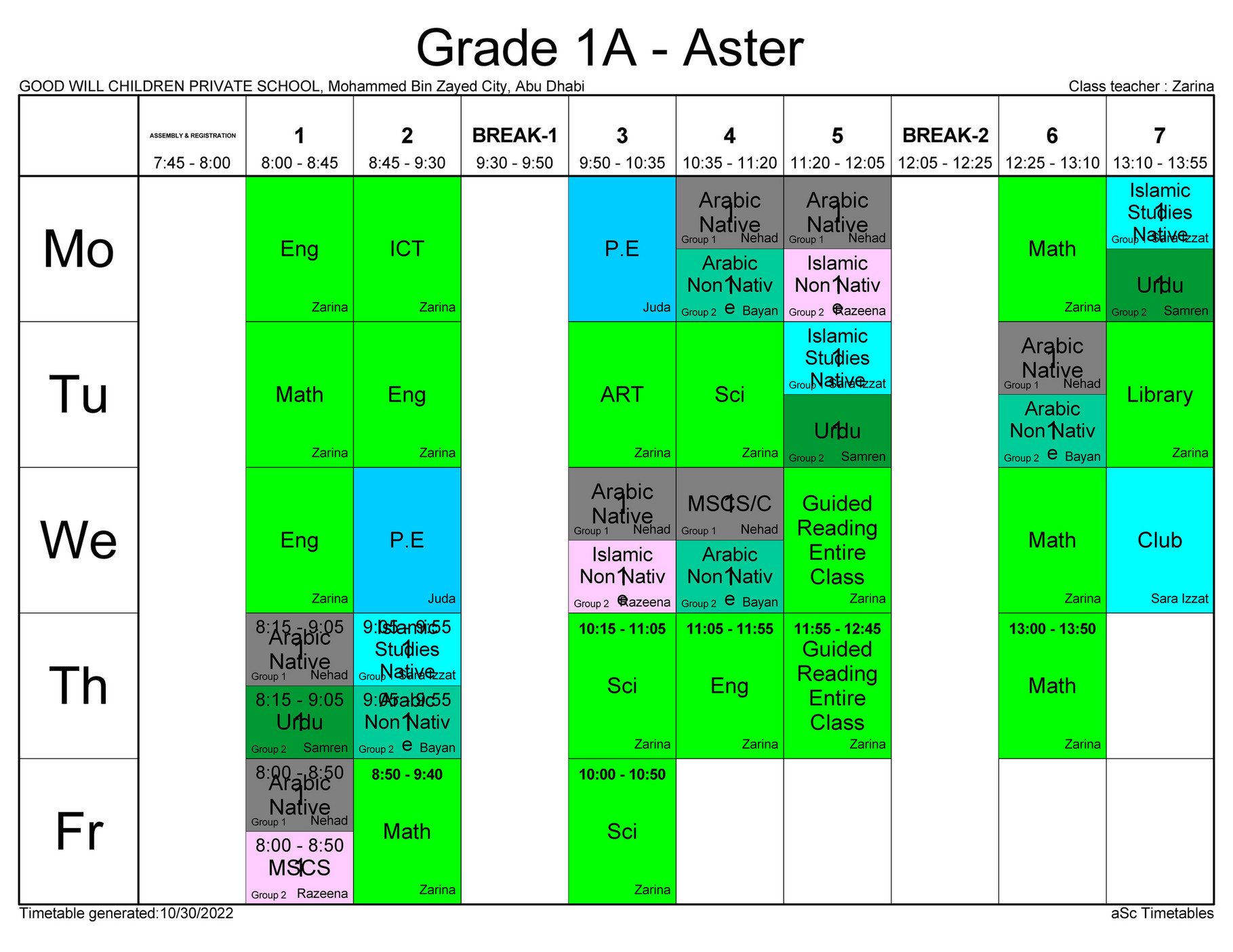 Good Will Children School Time Table Classes 30 10 2022 Page 5 