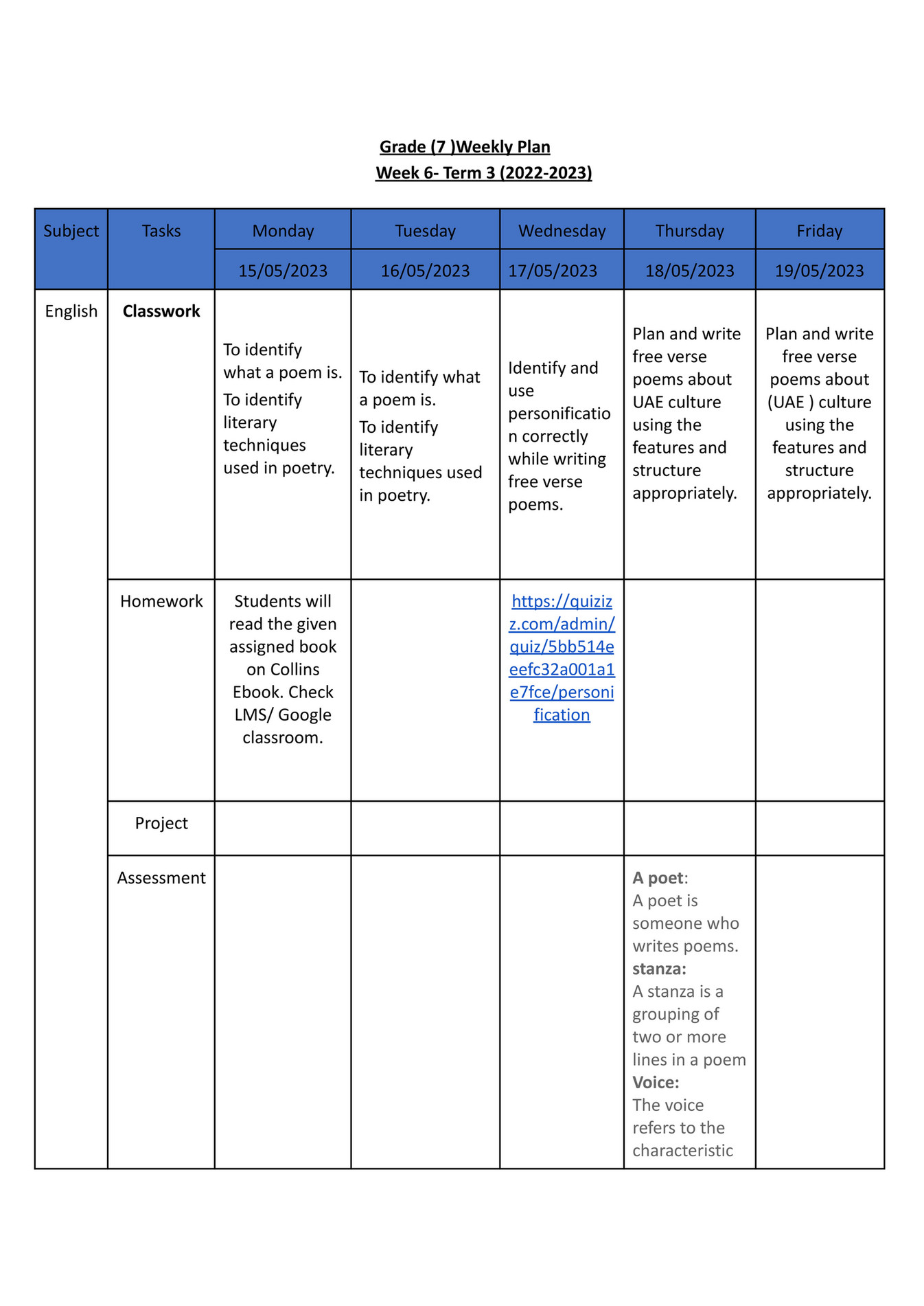 Good Will Children School - GR-7 -Weekly Plan-Term-3-Week-6 - Page 1 ...