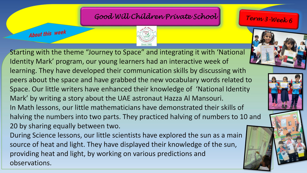 Good Will Children School - Week 6-KG 2 Newsletter - Page 1 - Created ...