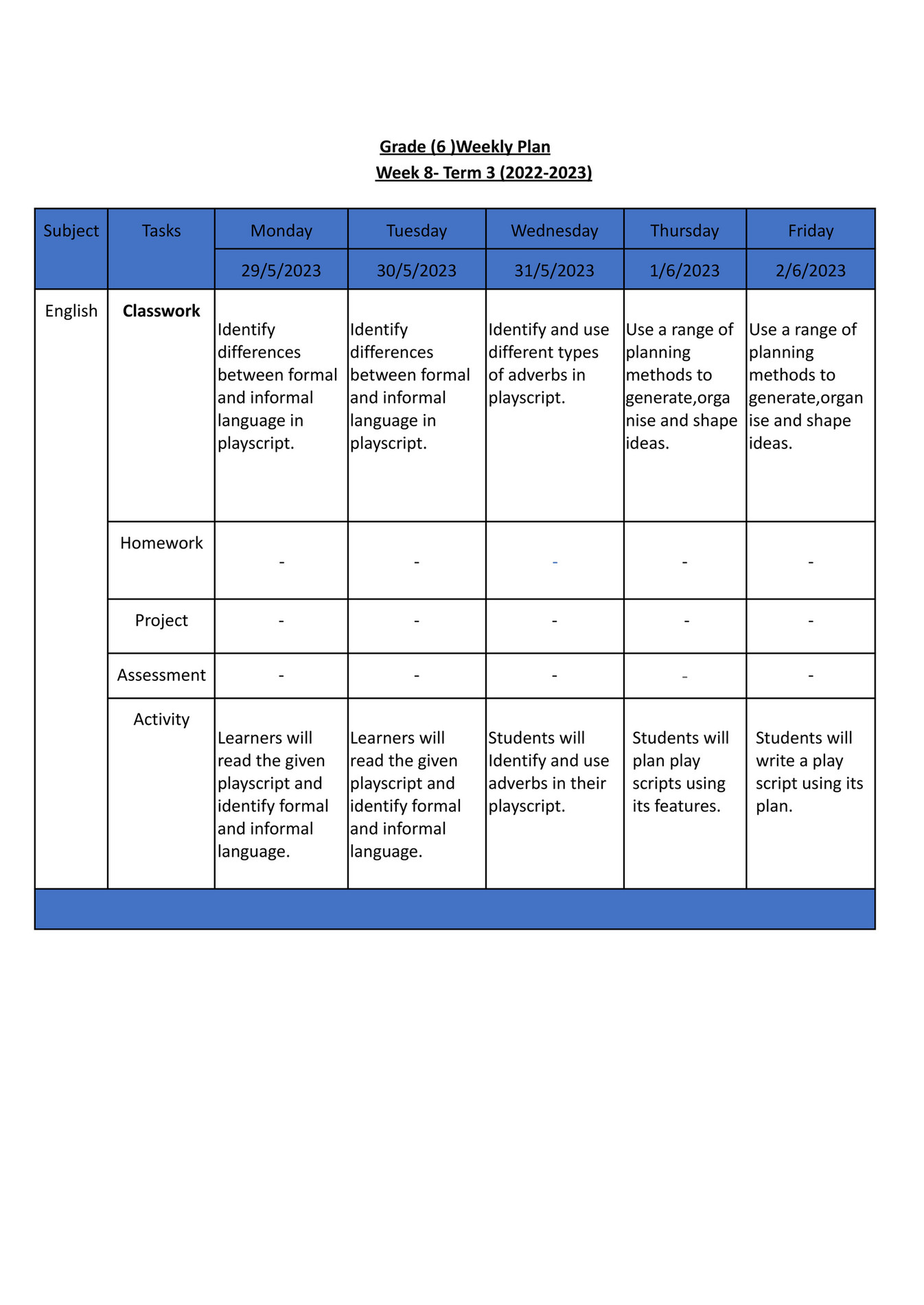 Good Will Children School - GR-6 -Weekly Plan-Term-3-Week-8 - Page 6-7 ...