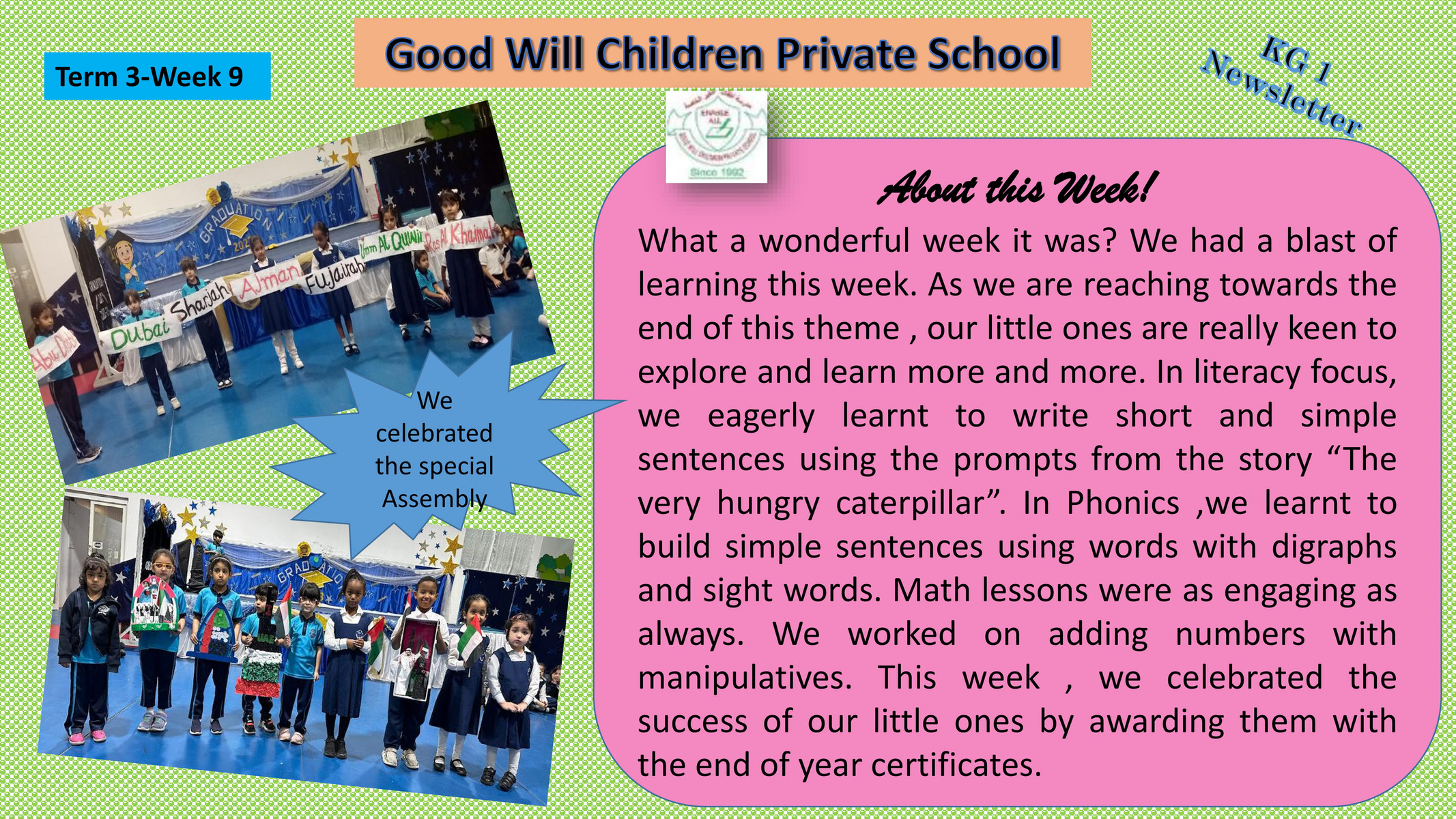 Good Will Children School - KG 1 Newsletter Week 9-Term 3 - Page 1 ...