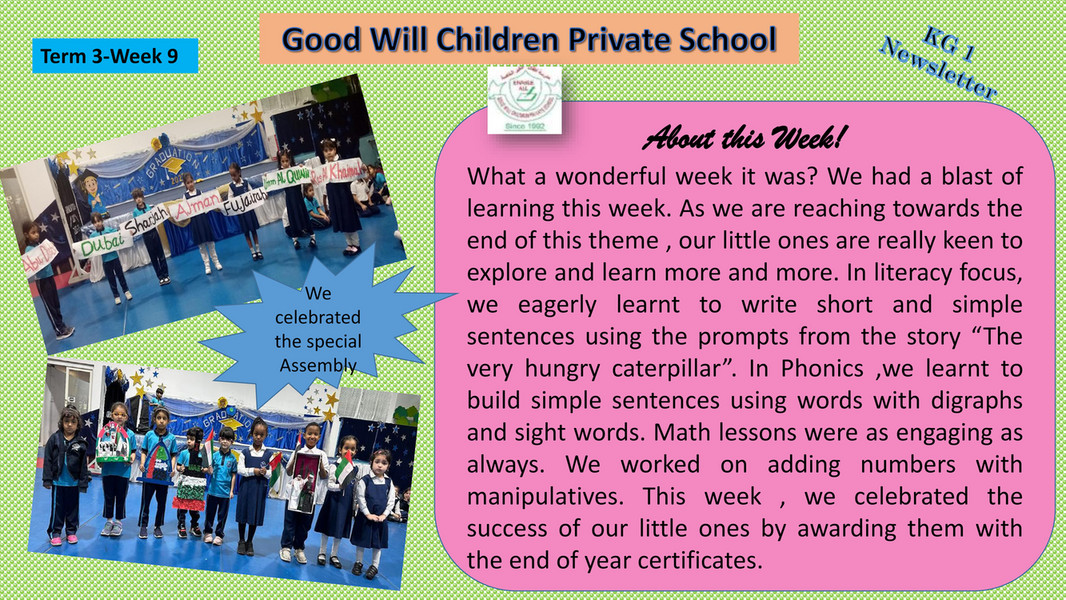 Good Will Children School - KG 1 Newsletter Week 9-Term 3 - Page 1 ...