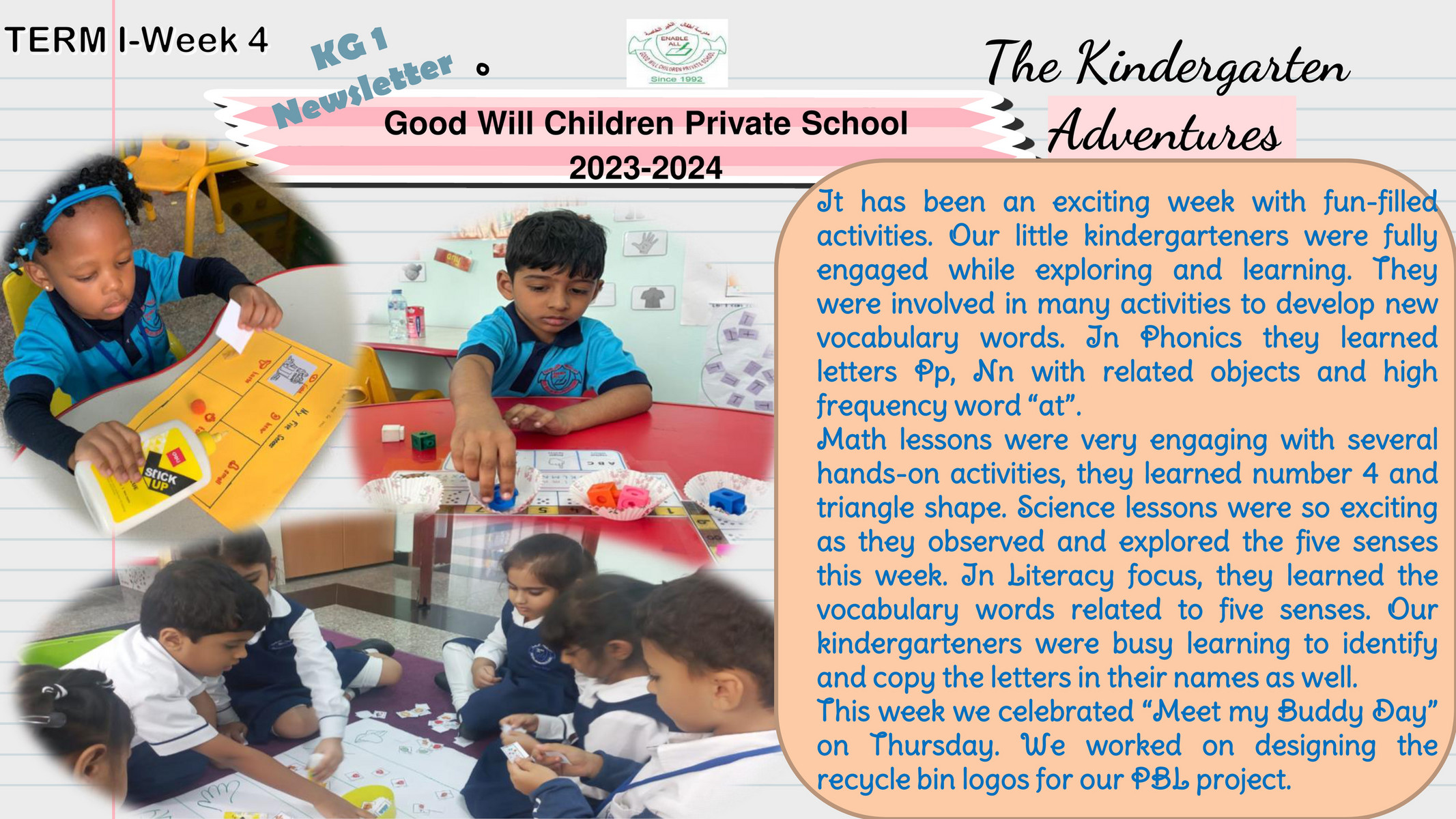 Good Will Children School - KG 1 WEEK 4 NEWSLETTER - Page 1 - Created ...