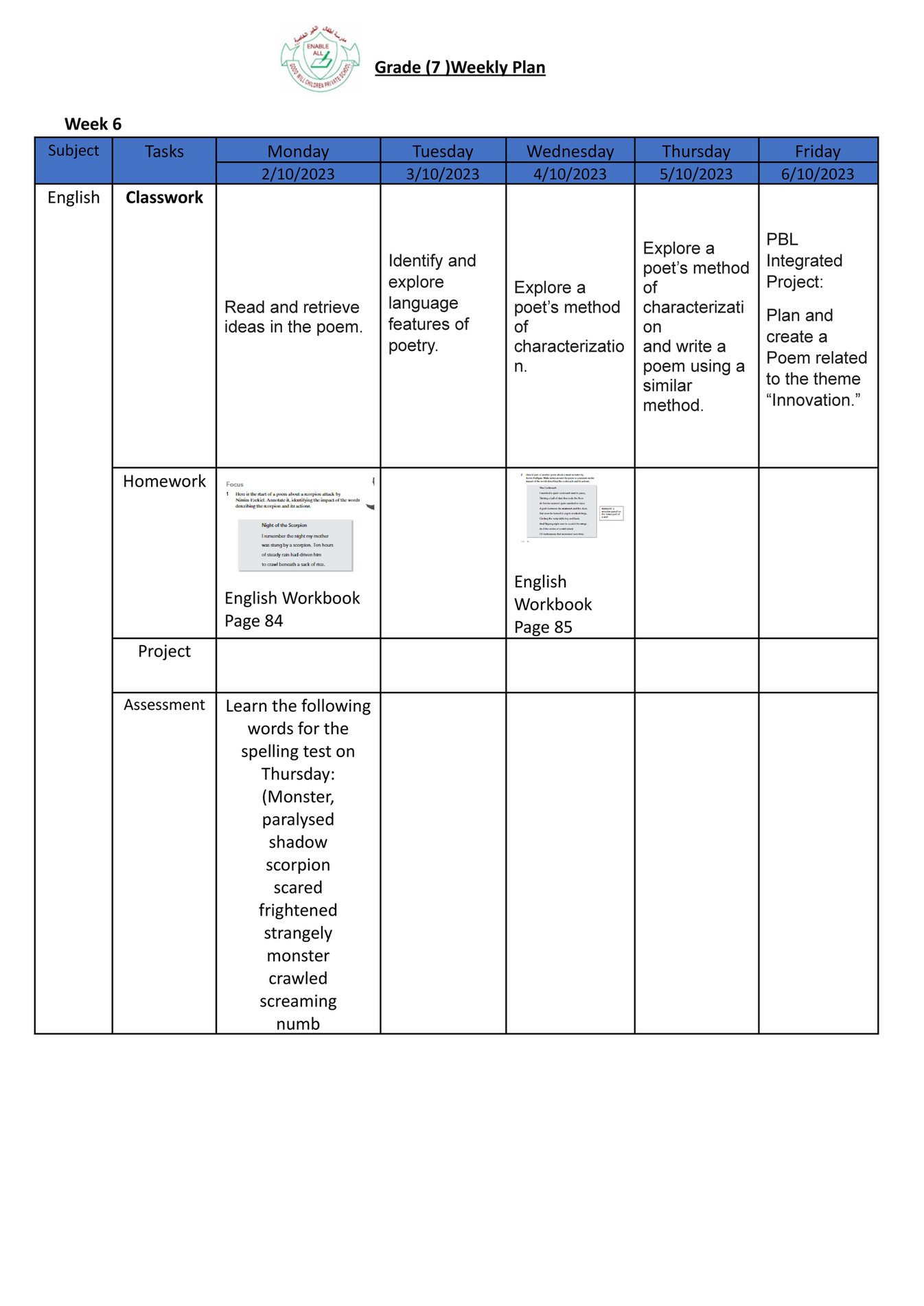 Good will children school gr 7 weekly plan term 1 week 6 page 4 5