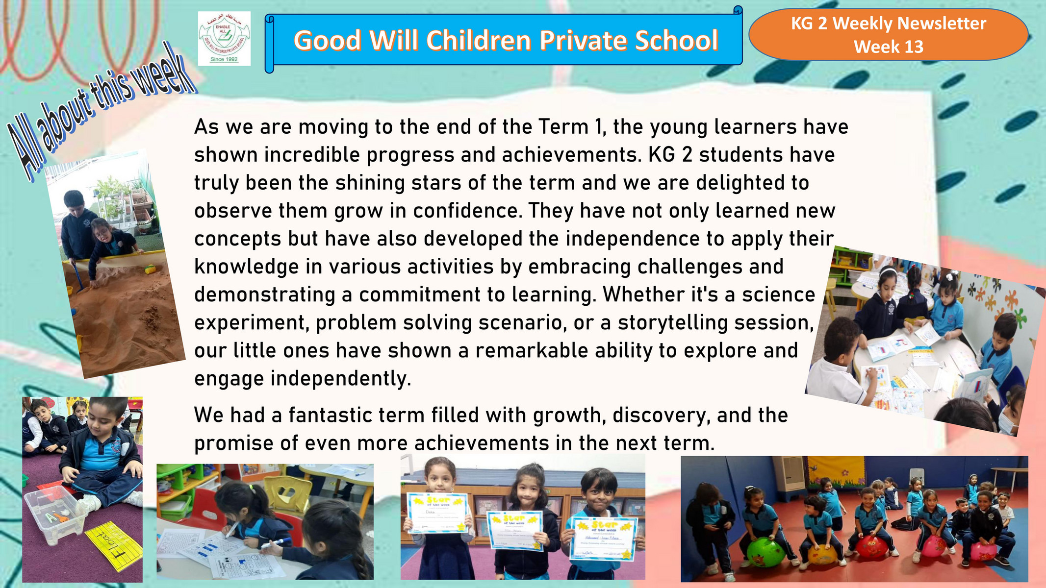 Good Will Children School - KG 2 -Week 13 Newsletter - Page 1 - Created ...