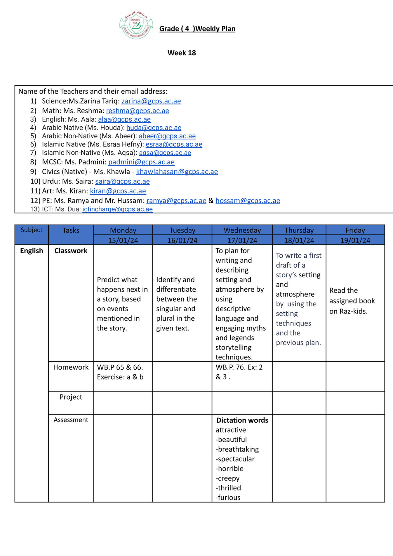 Good Will Children School - GR-4 -Weekly Plan-Term-2-Week-18 - Page 1 ...