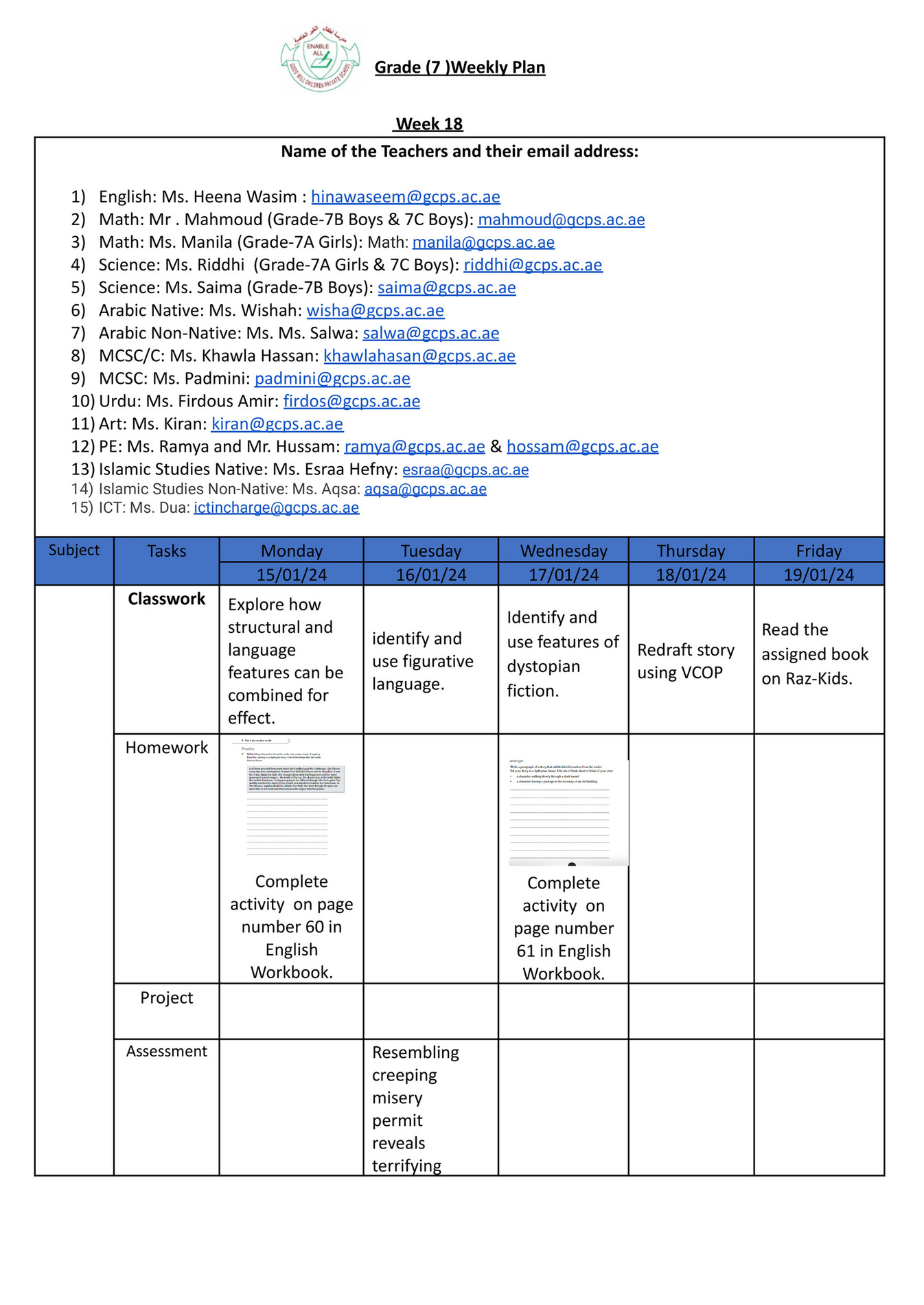 Good Will Children School - GR-7 -Weekly Plan-Term-2-Week-18 - Page 1 ...