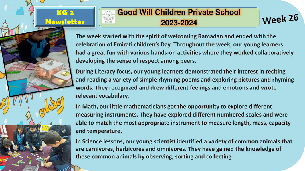 Good Will Children School - KG 2 Newsletter Week 26 - Page 1 - Created ...