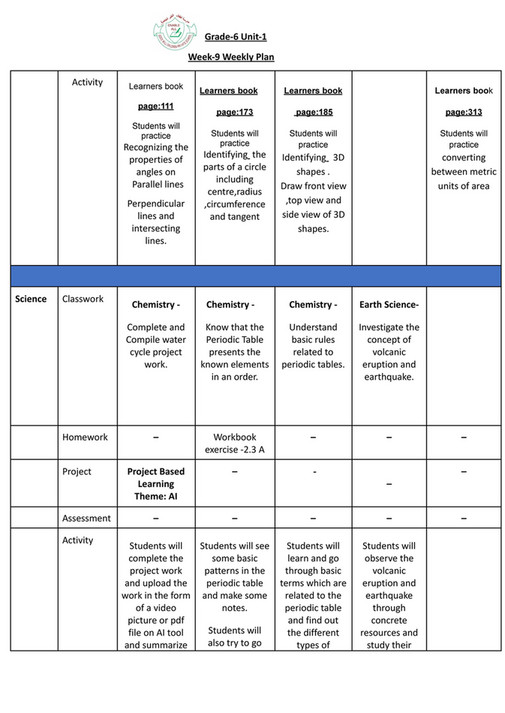 Good Will Children School - GR-6-Weekly Plan-Term-1-Week-11 - Page 6-7 ...