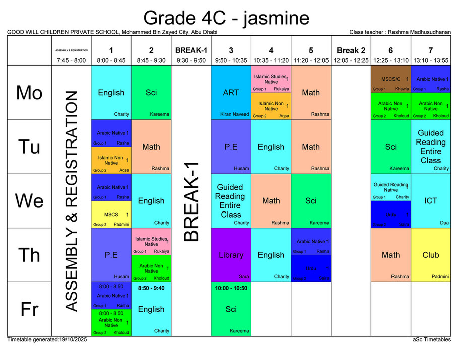 Good Will Children School - GR-4 Classes Timetable - Page 2 - Created ...