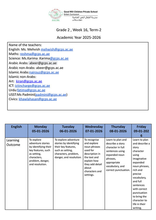 Good Will Children School - GR-2-Weekly Plan-Term-1-Week-16 - Page 1 ...