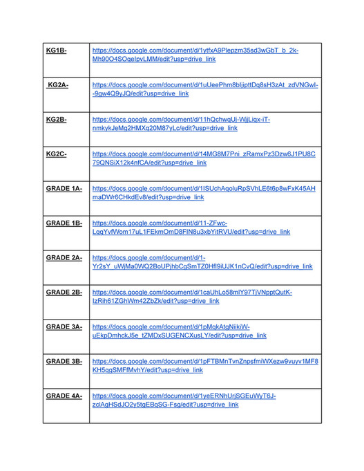 Good Will Children School - Thursday Timetable template and zoom links ...