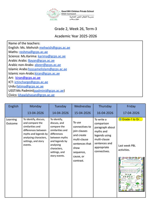 Good Will Children School - GR-2-Weekly Plan-Term-3-Week-27 - Page 1 ...
