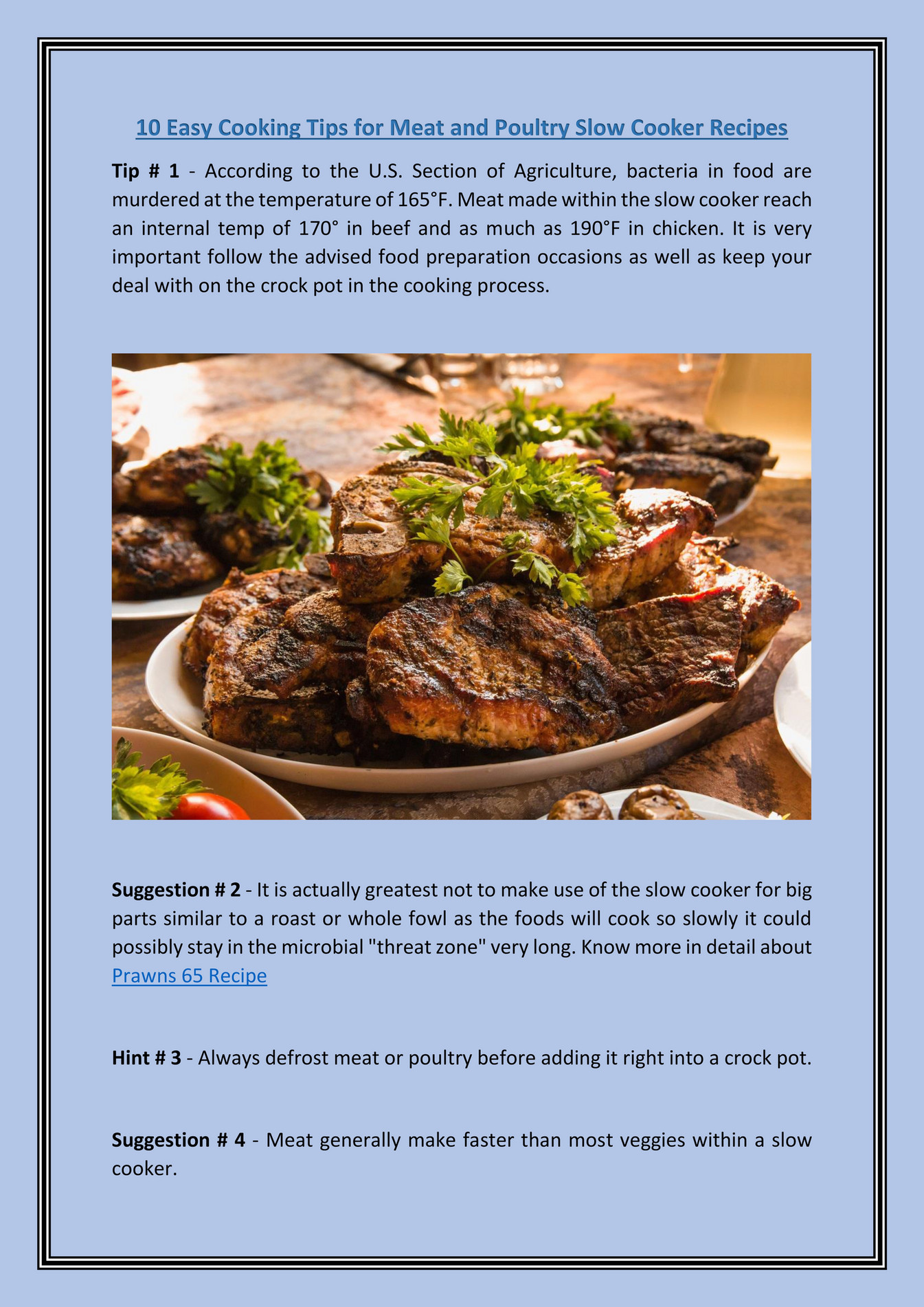 My publications 10 Easy Cooking Tips for Meat and Poultry Slow Cooker