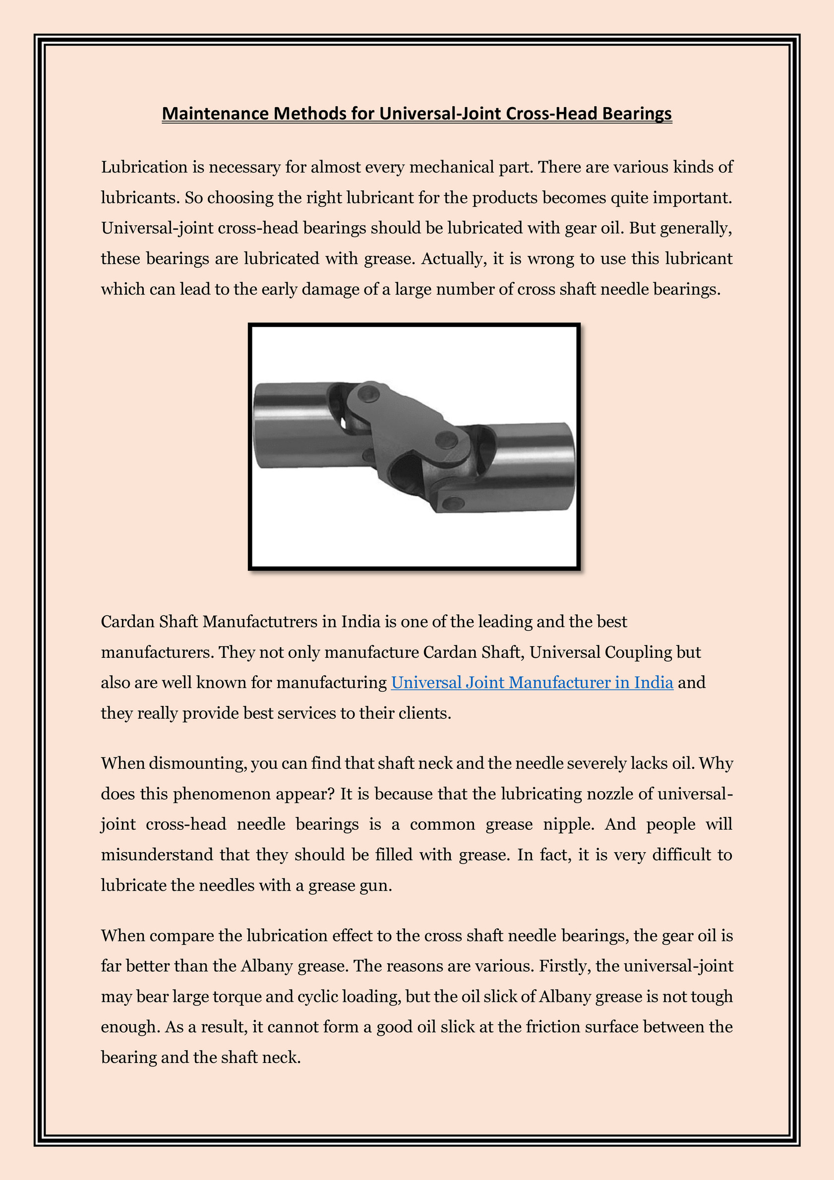 Bearing grease: select the right lubrication method