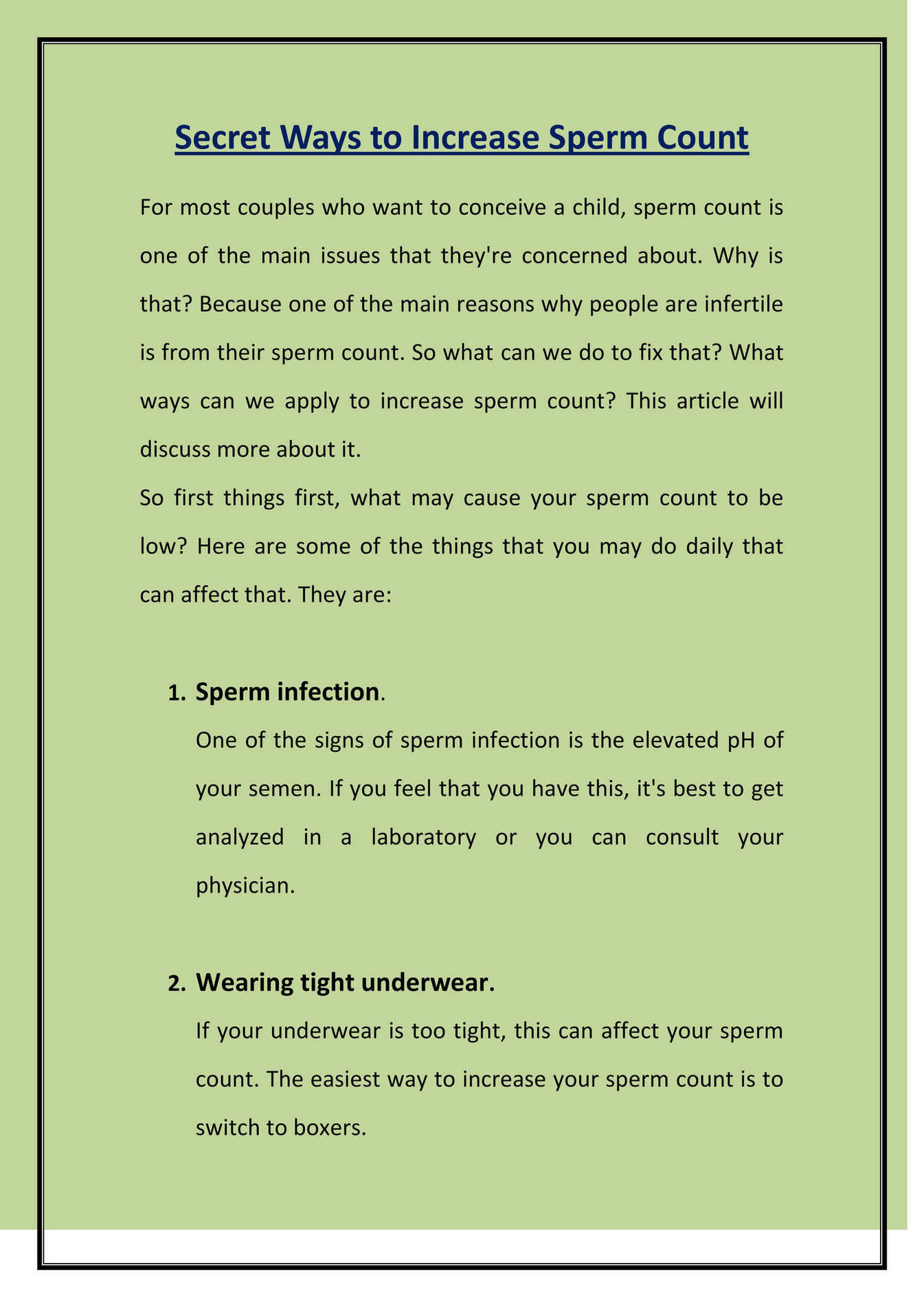 My publications Secret Ways to Increase Sperm Count Page 1