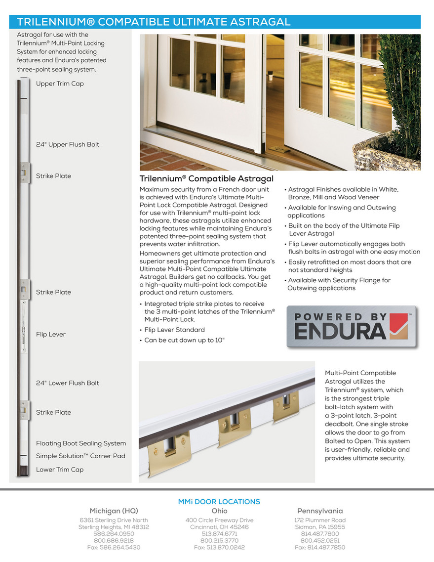 French Door Astragals  French Door Locking Systems Powered by Endura