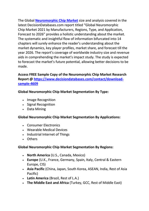 Neuromorphic Chip Market Size, Growth, 2021 to 2026 | Industry Research ...