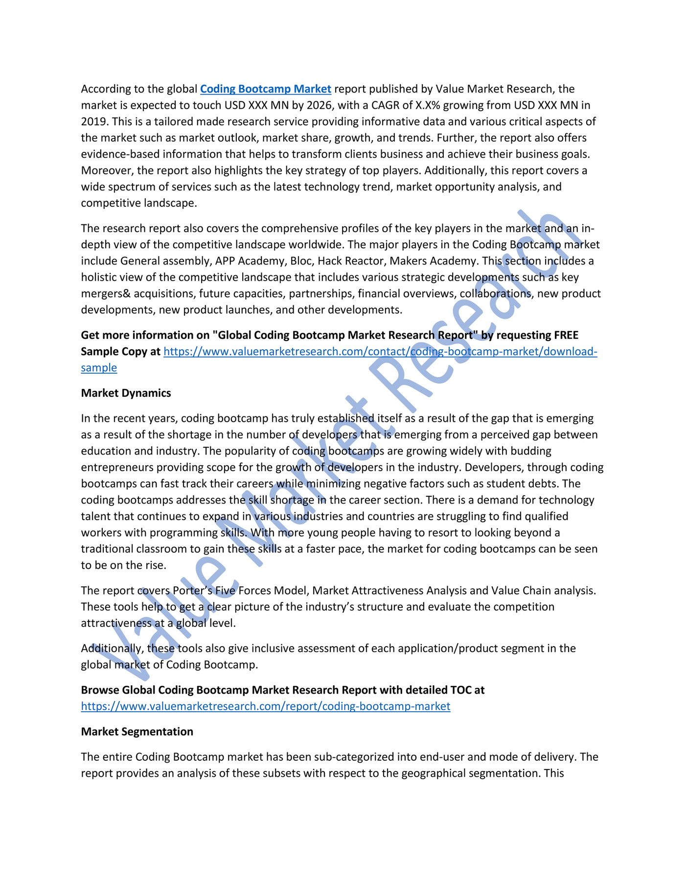 Study Coding Bootcamp Market Size Key Players Global Forecast Study Coding Bootcamp Market Size Key Players Global Forecast