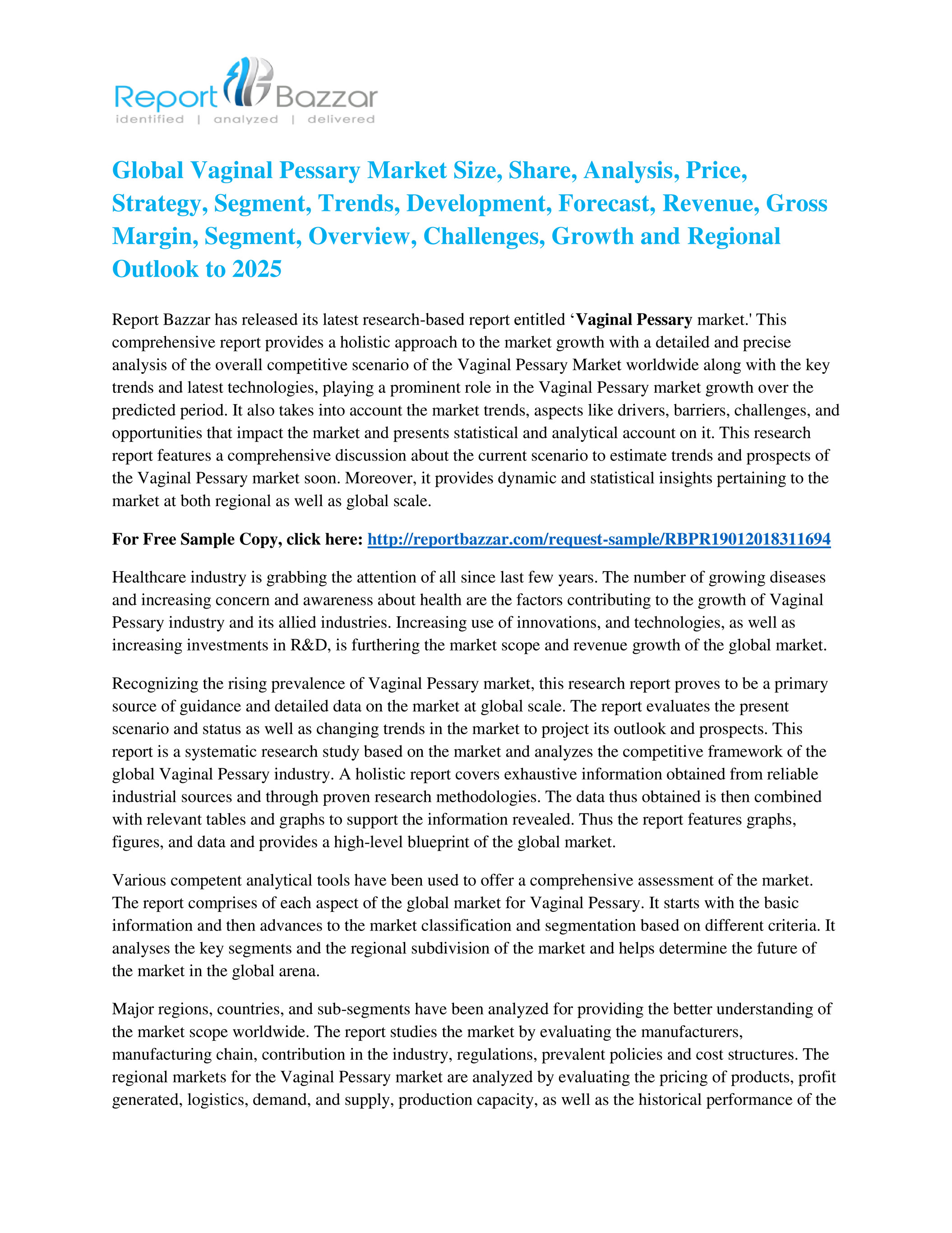 Report Bazzar - Vaginal Pessary Global Market Overview and Analysis 2025 -  Page 1 - Created with Publitas.com