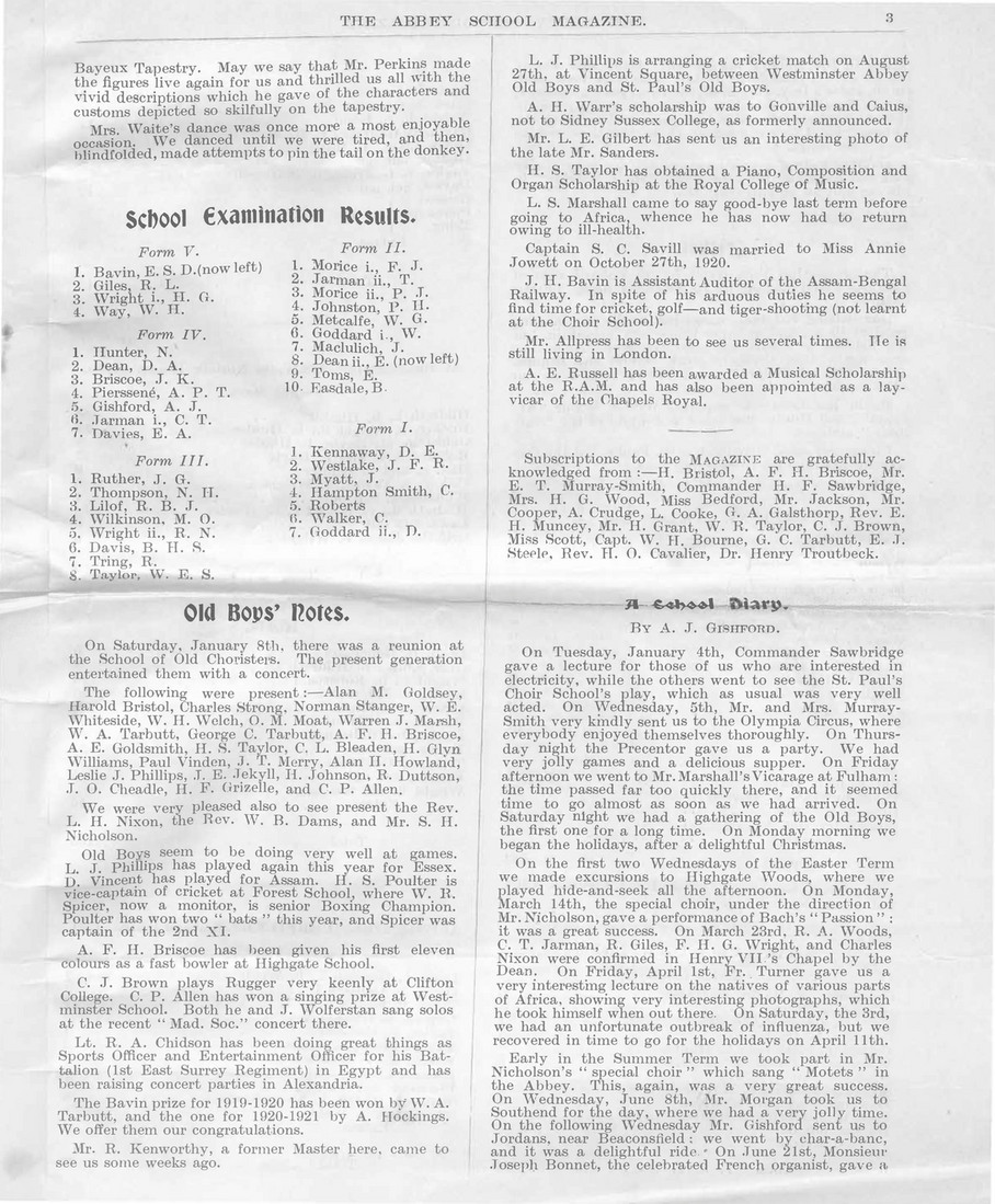Westminster Abbey Old Choristers Association The Abbey School Magazine 1921 08 Page 2 3 Created With Publitas Com