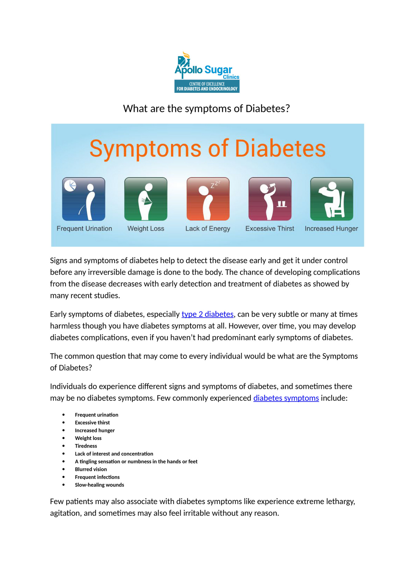 Apollo Sugar Clinic What Are The Symptoms Of Diabetes Page 1