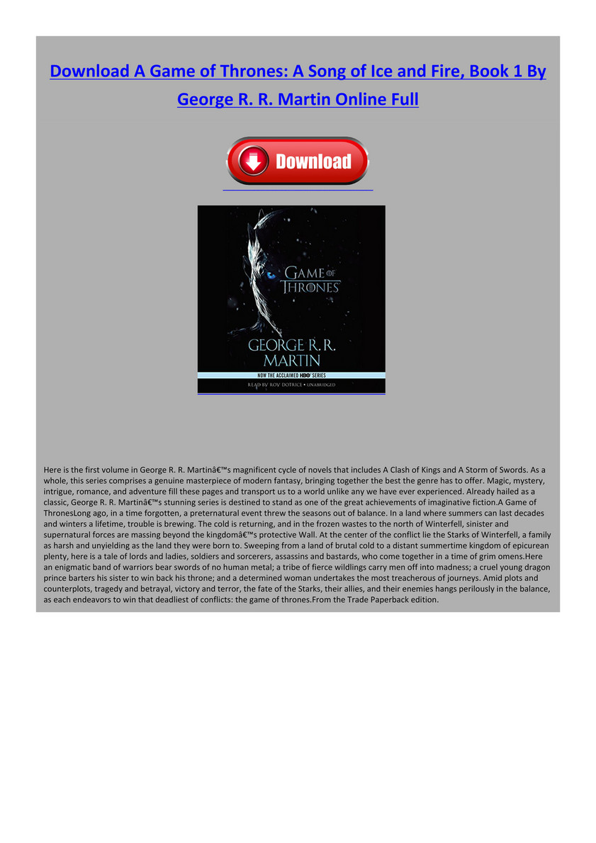 Book Pdf Download A Game Of Thrones A Song Of Full Book Page 1 Created With Publitas Com