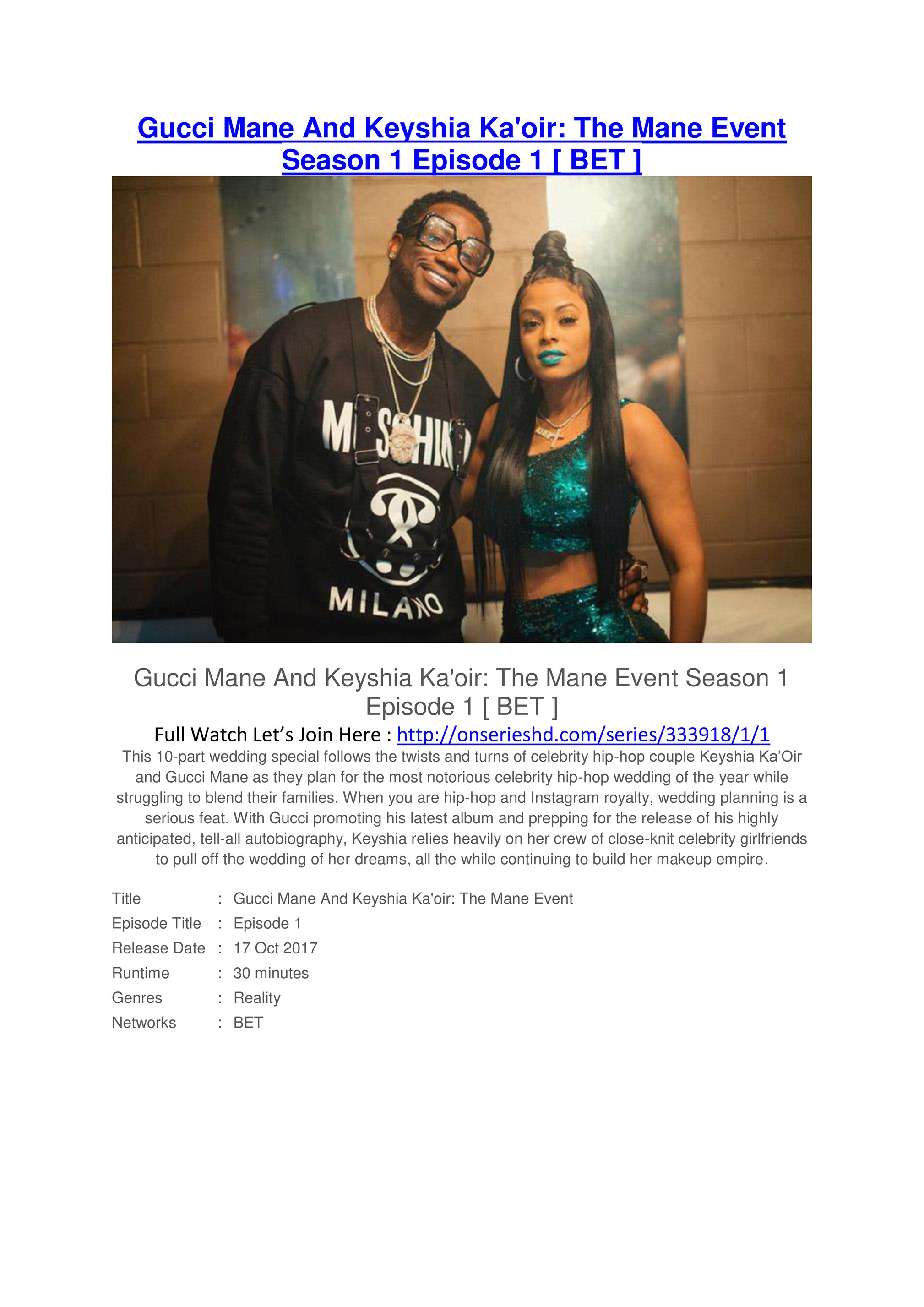 Møntvask broderi kalv s01xe01 } Live~Streaming! Gucci Mane And Keyshia Ka'oir The Mane Event -  Page 1 - Created with Publitas.com
