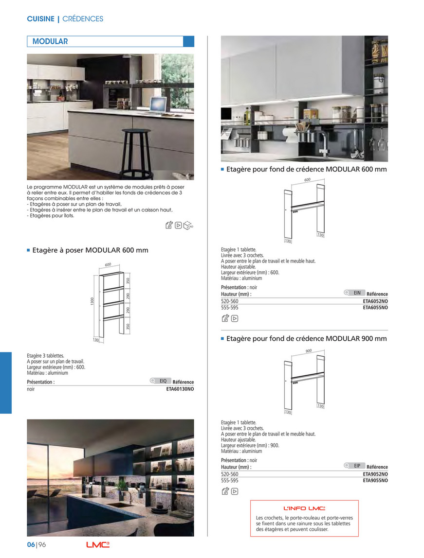 Étagère pour fond de crédence MODULAR 900 mm