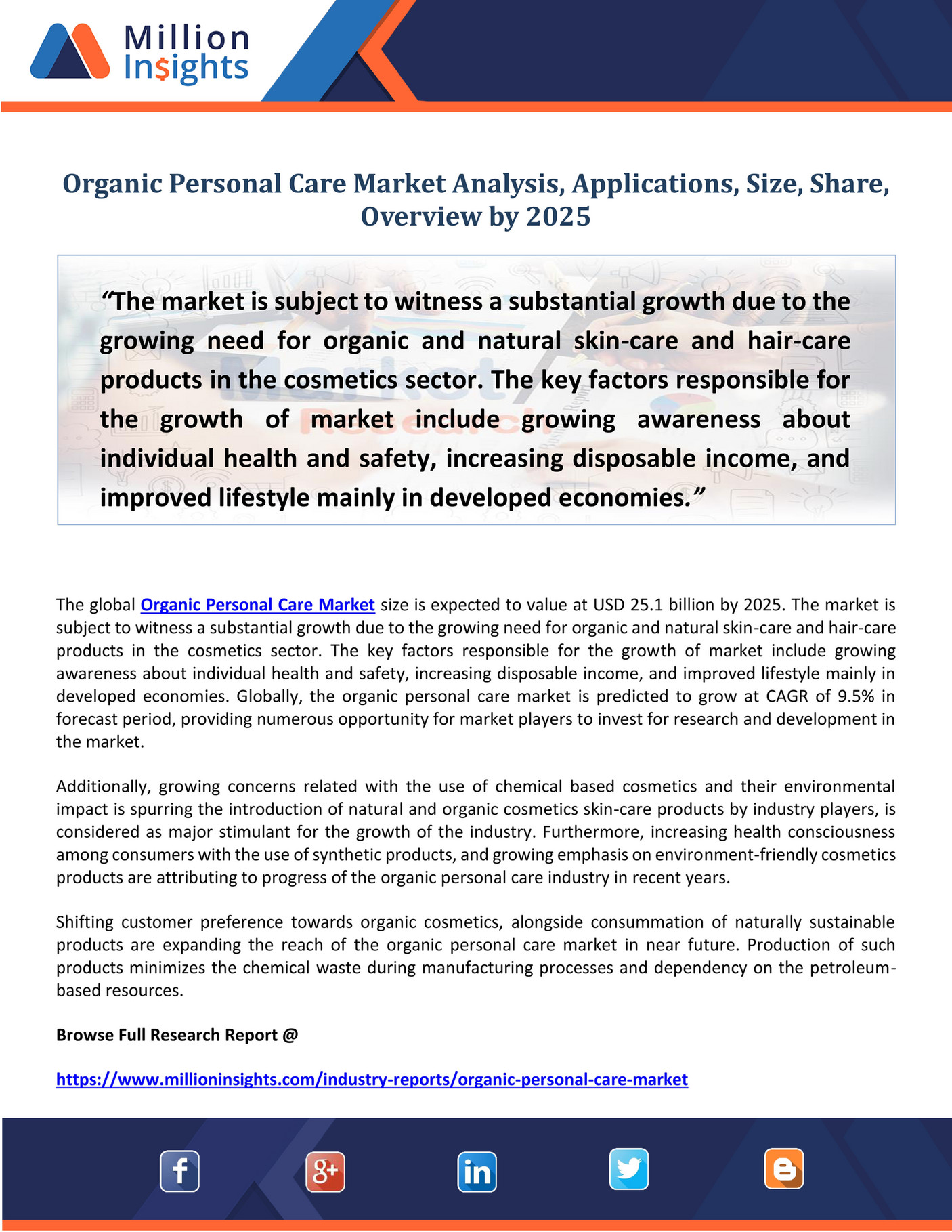 Market Developer Organic Personal Care Market Analysis, Applications, Size, Share, Overview by