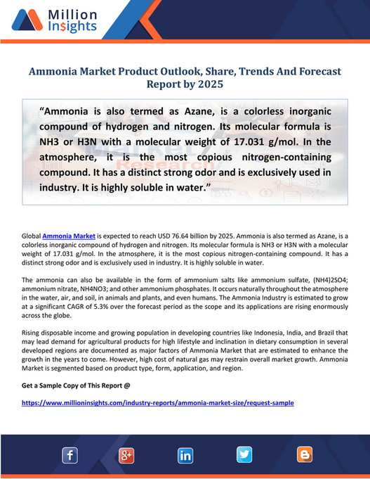 Market Developer - Ammonia Market Product Outlook, Share, Trends And ...