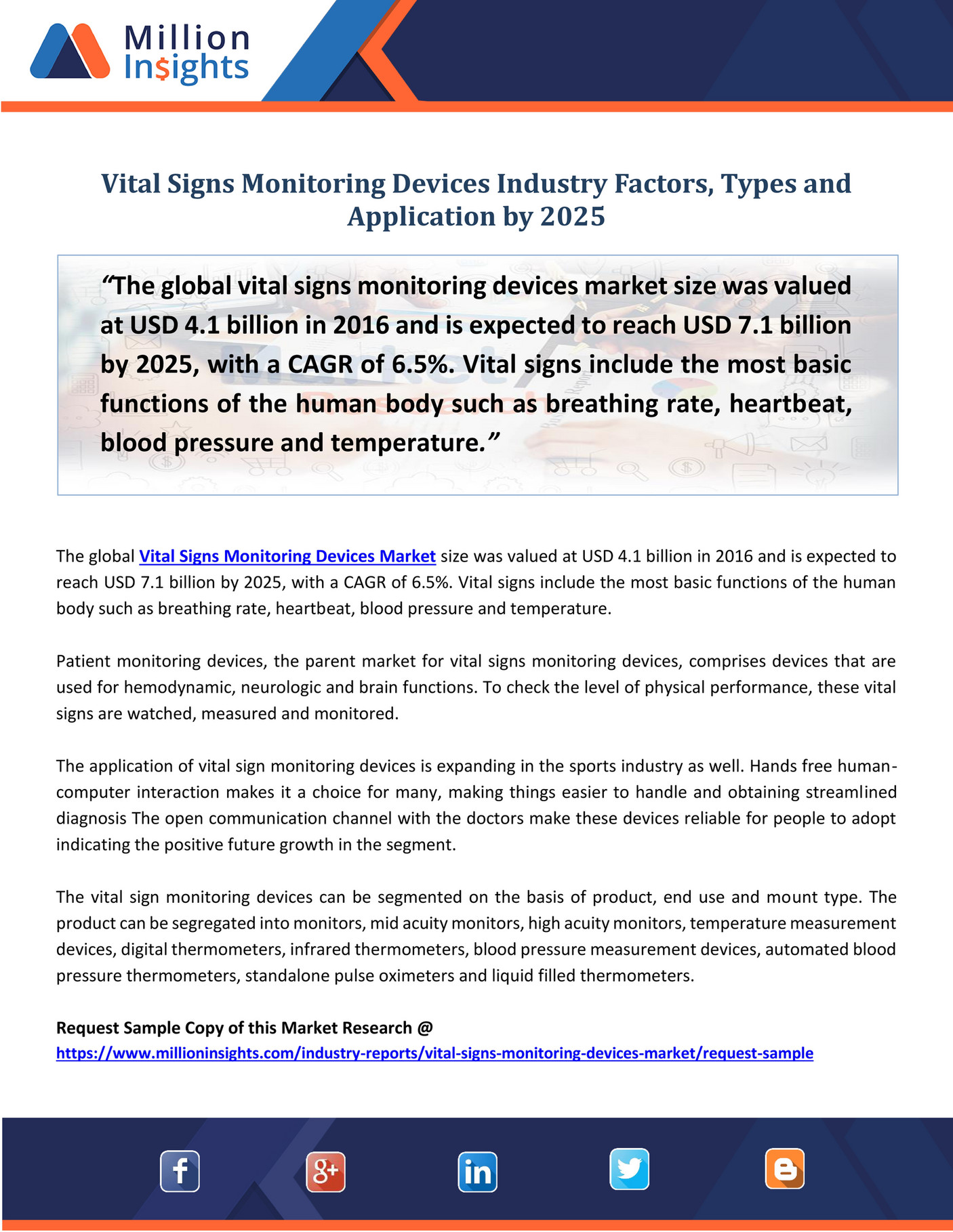 Million Insights Vital Signs Monitoring Devices Industry Factors