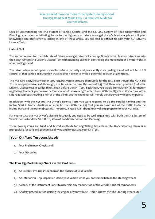 My publications - The K53 Yard Test Made Easy (Preview) - Page 6-7 ...