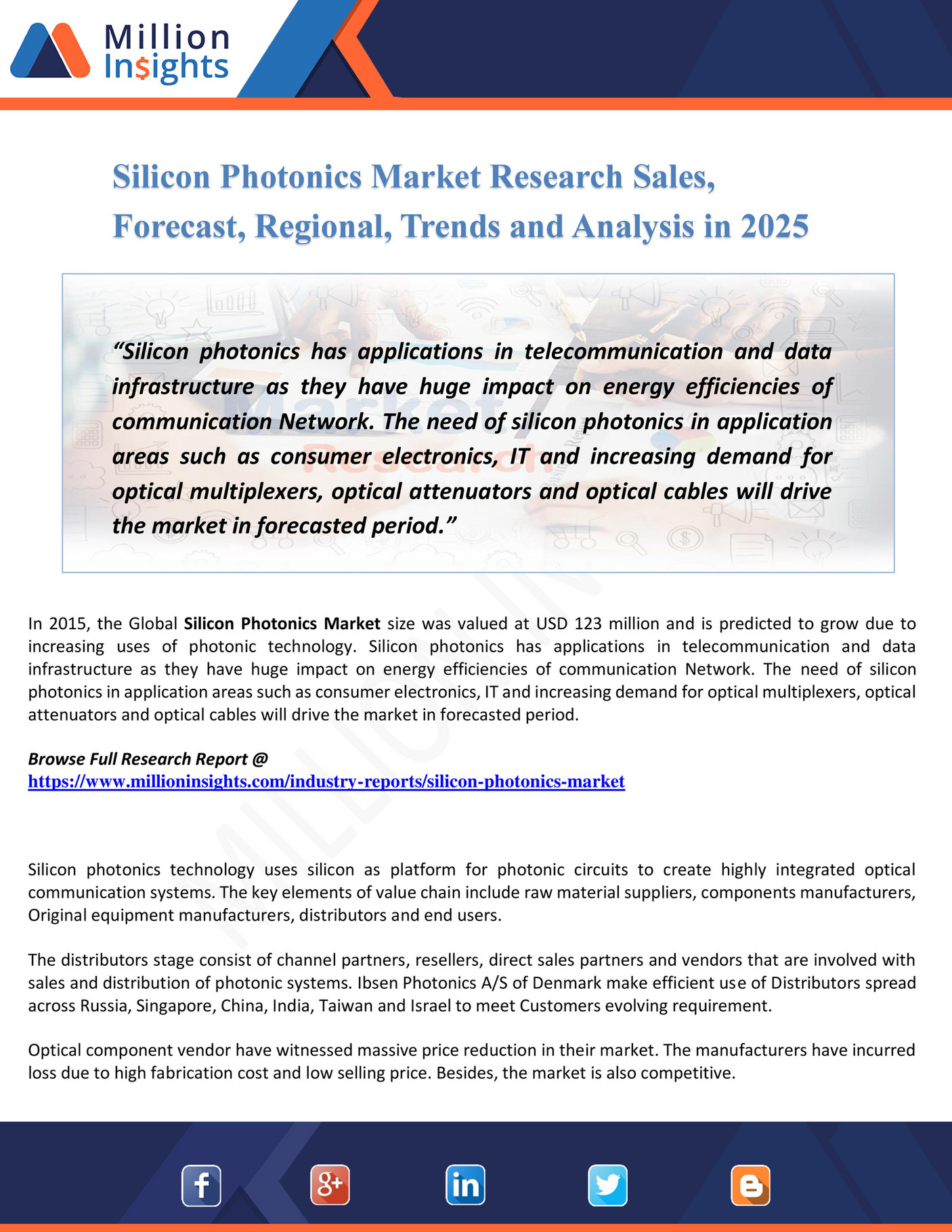 My publications Silicon Photonics Market Research Sales, Forecast