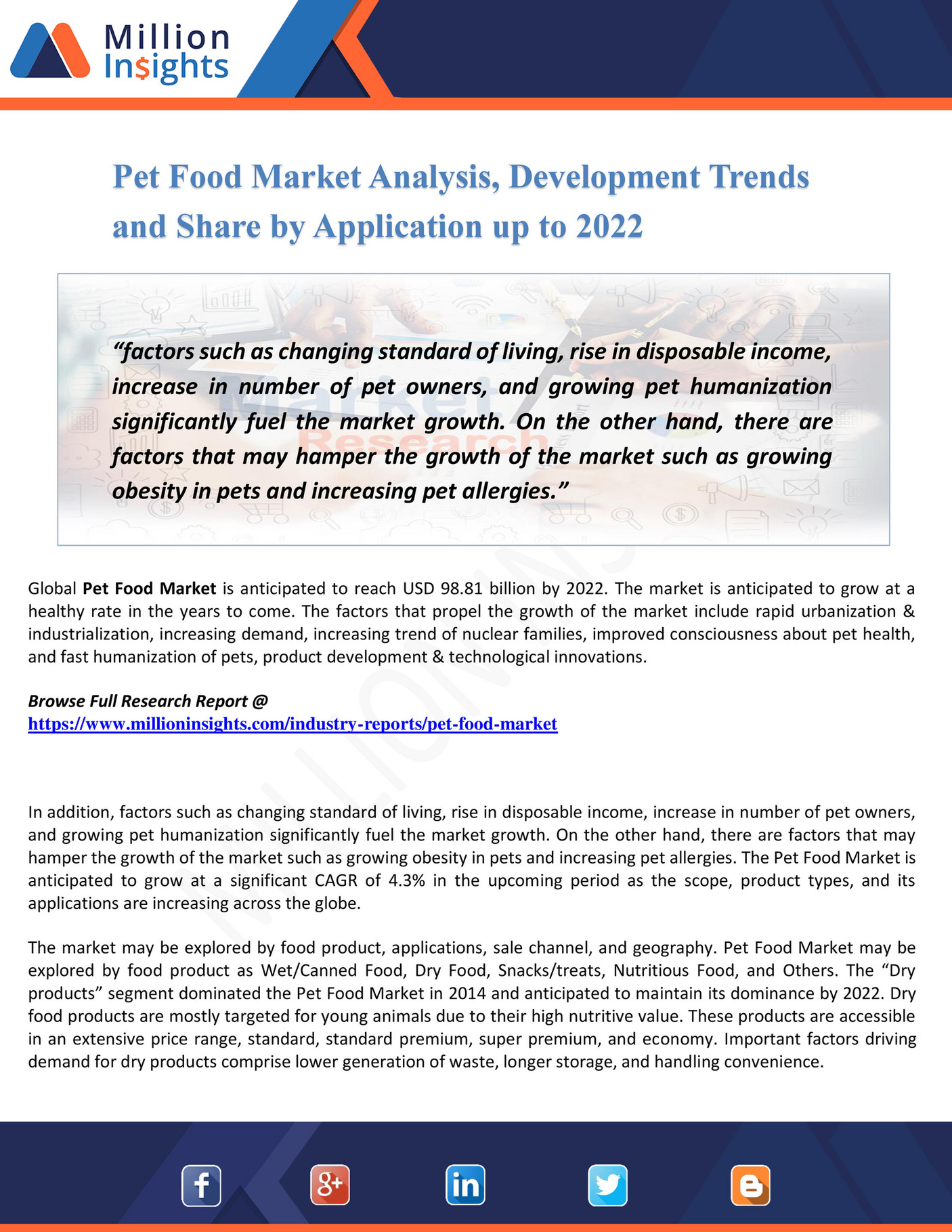 My publications Pet Food Market Analysis, Development Trends and