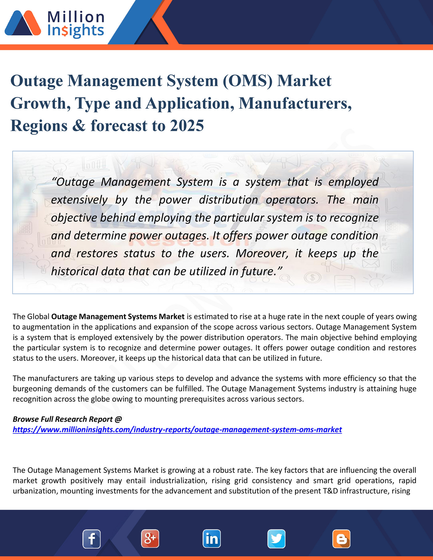 My publications Outage Management System (OMS) Market Growth, Type