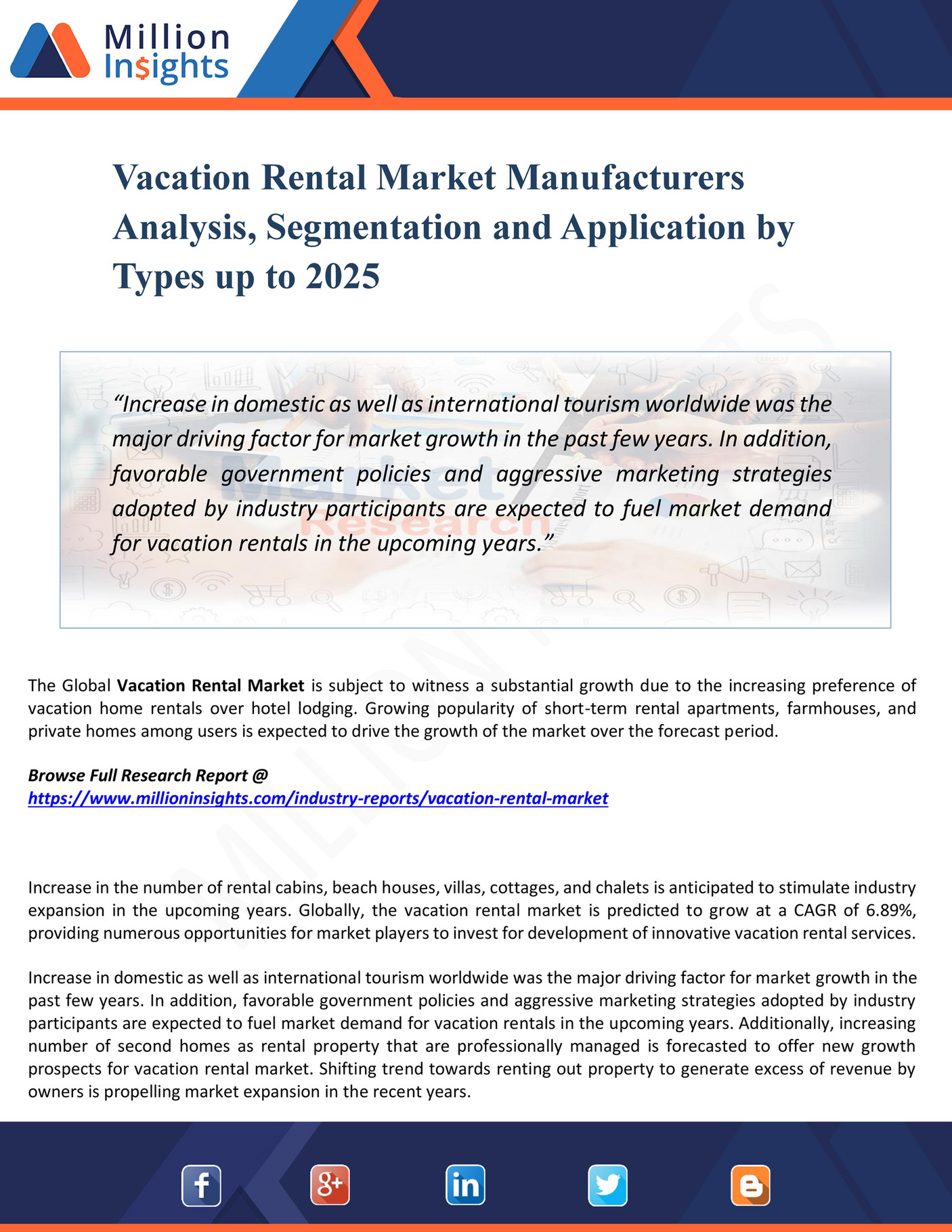 My publications Vacation Rental Market Manufacturers Analysis