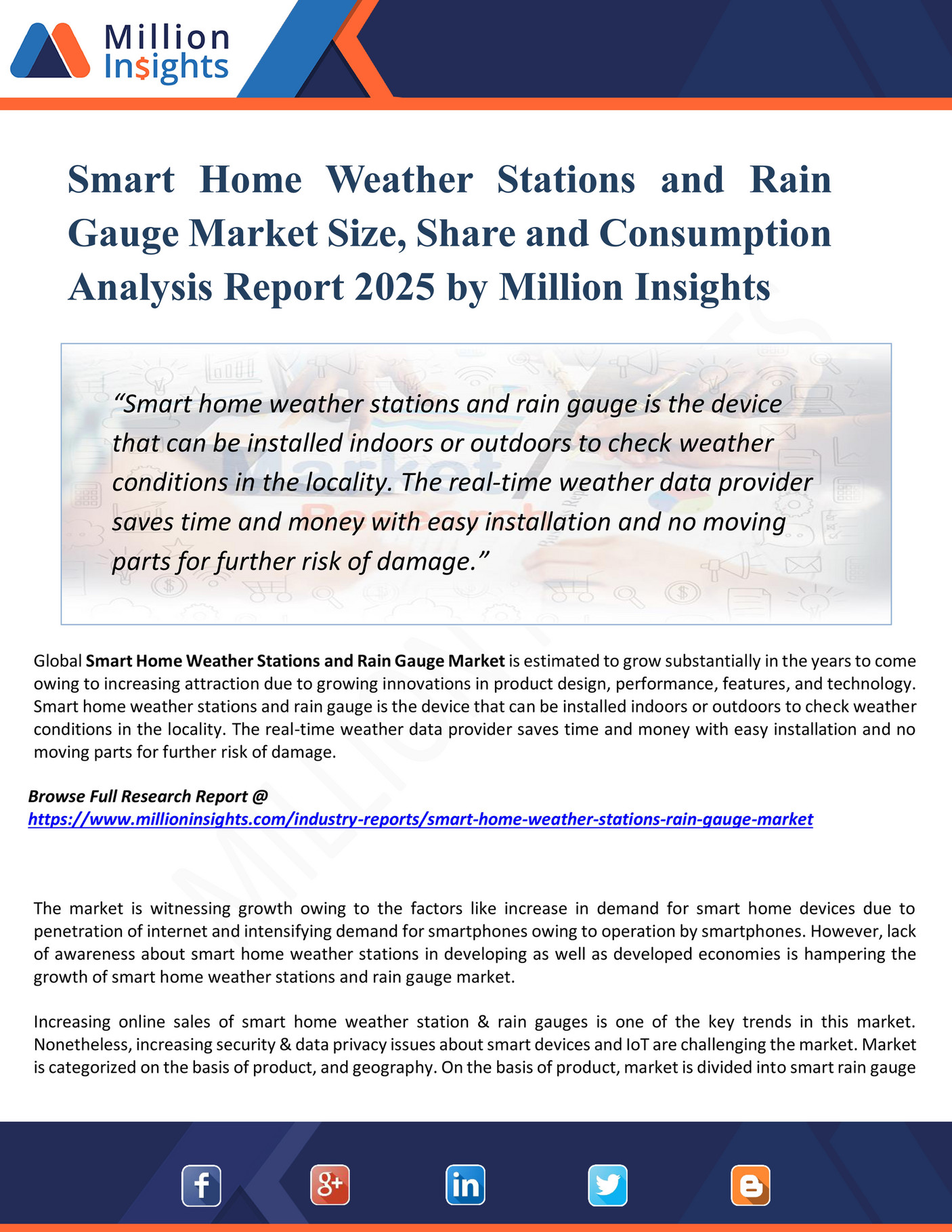 My publications Smart Home Weather Stations and Rain Gauge Market