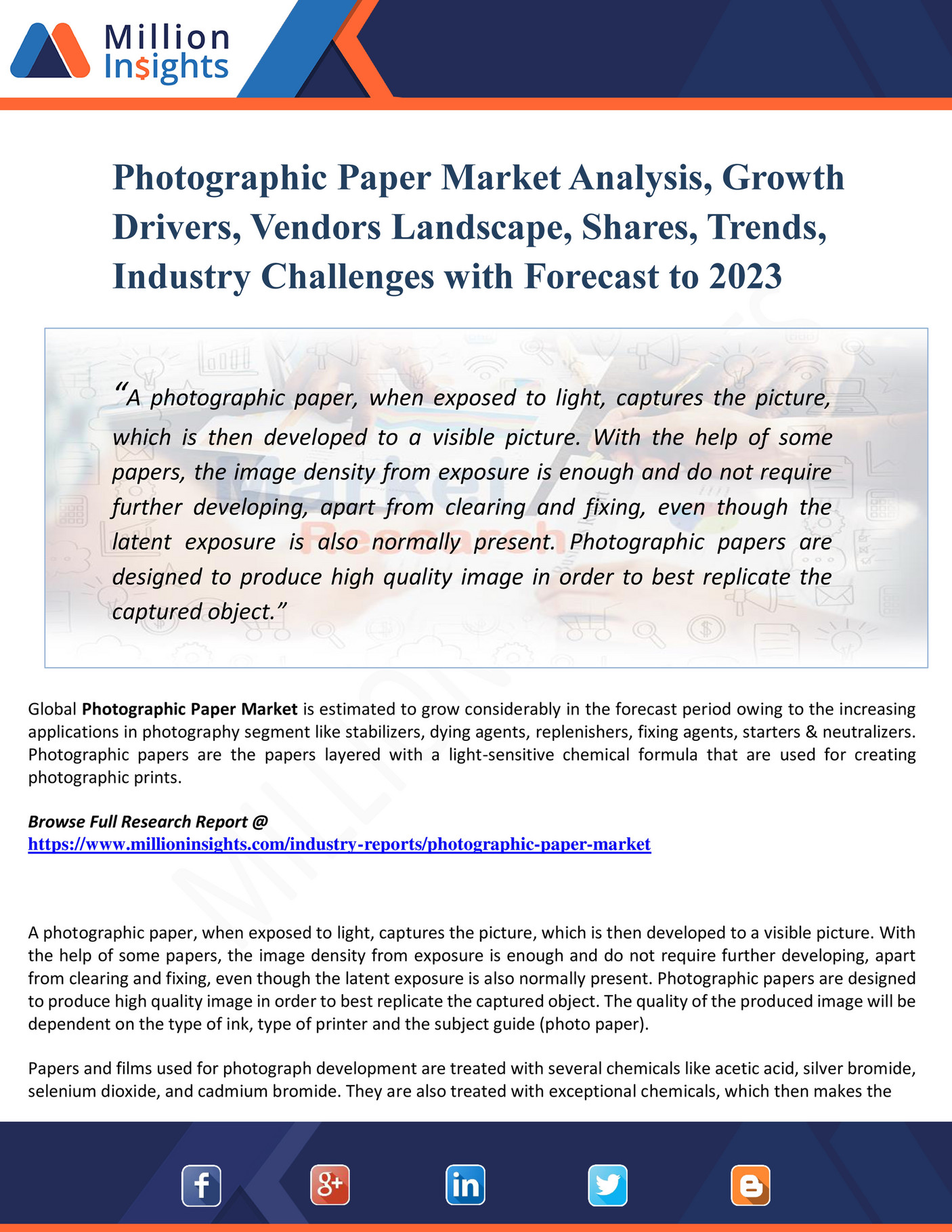 My publications Photographic Paper Market Analysis, Growth Drivers